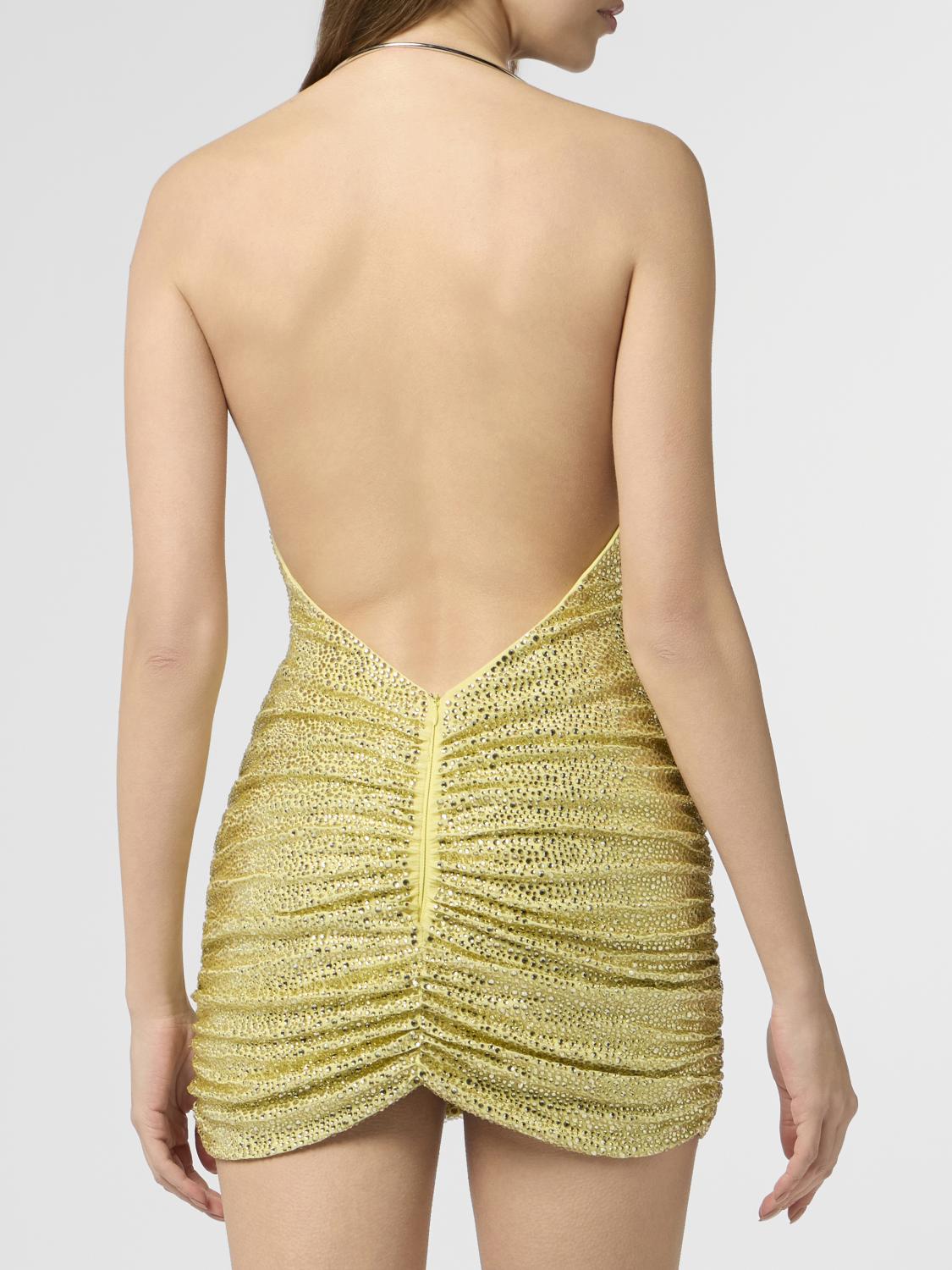 PHILIPP PLEIN ABITO: Abito mini Philipp Plein in jersey con strass , Giallo - Img 2
