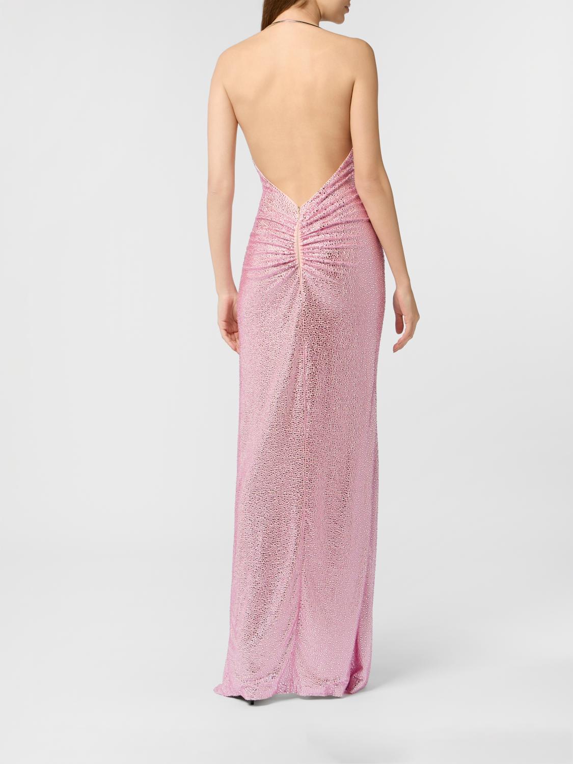 PHILIPP PLEIN ABITO: Abito lungo Philipp Plein in jersey con strass , Fuxia - Img 2