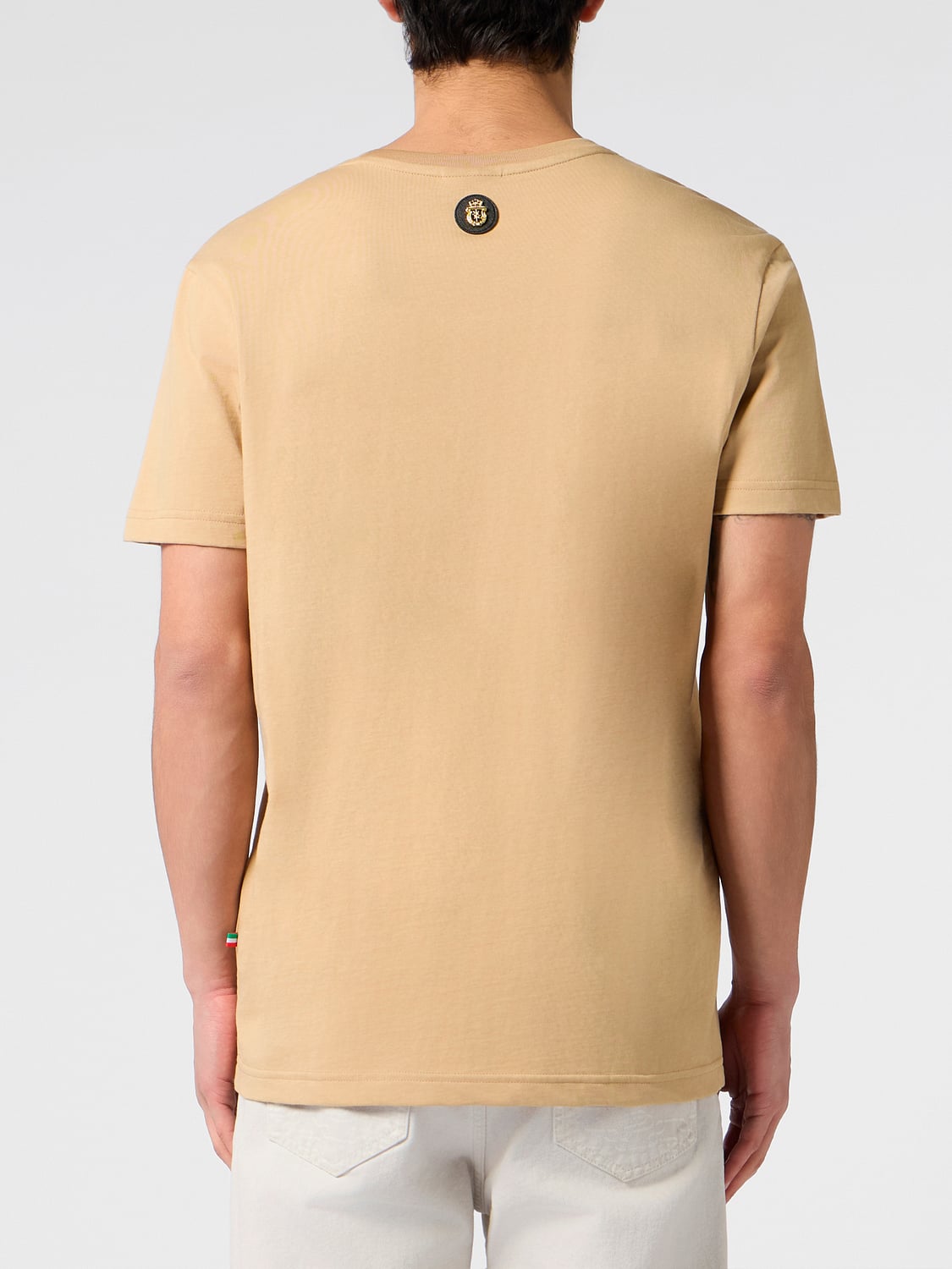 BILLIONAIRE CAMISETA: Camiseta Billionaire de algodón con cuello redondo y logo bordado tono sobre tono, Beige - Img 2