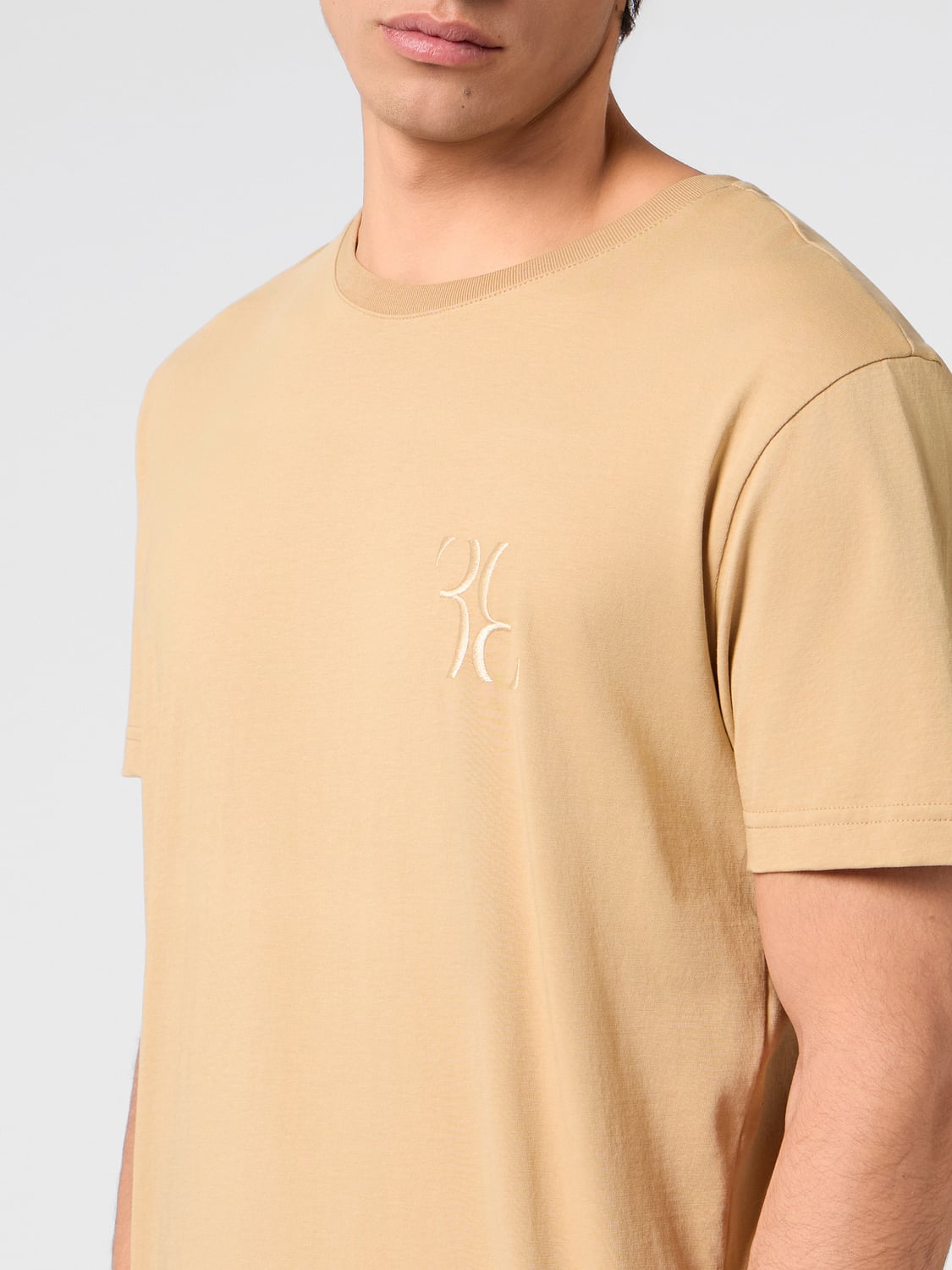 BILLIONAIRE CAMISETA: Camiseta Billionaire de algodón con cuello redondo y logo bordado tono sobre tono, Beige - Img 3