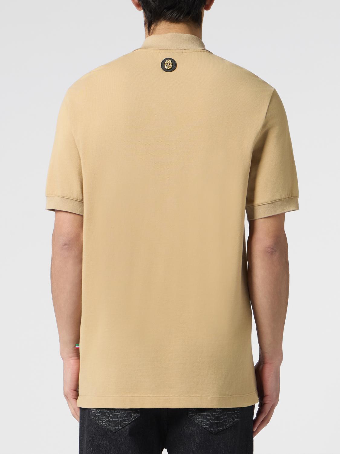 BILLIONAIRE POLO: Polo Billionaire de manga corta en algodón con logo hexagonal y cuello acanalado, Beige - Img 2