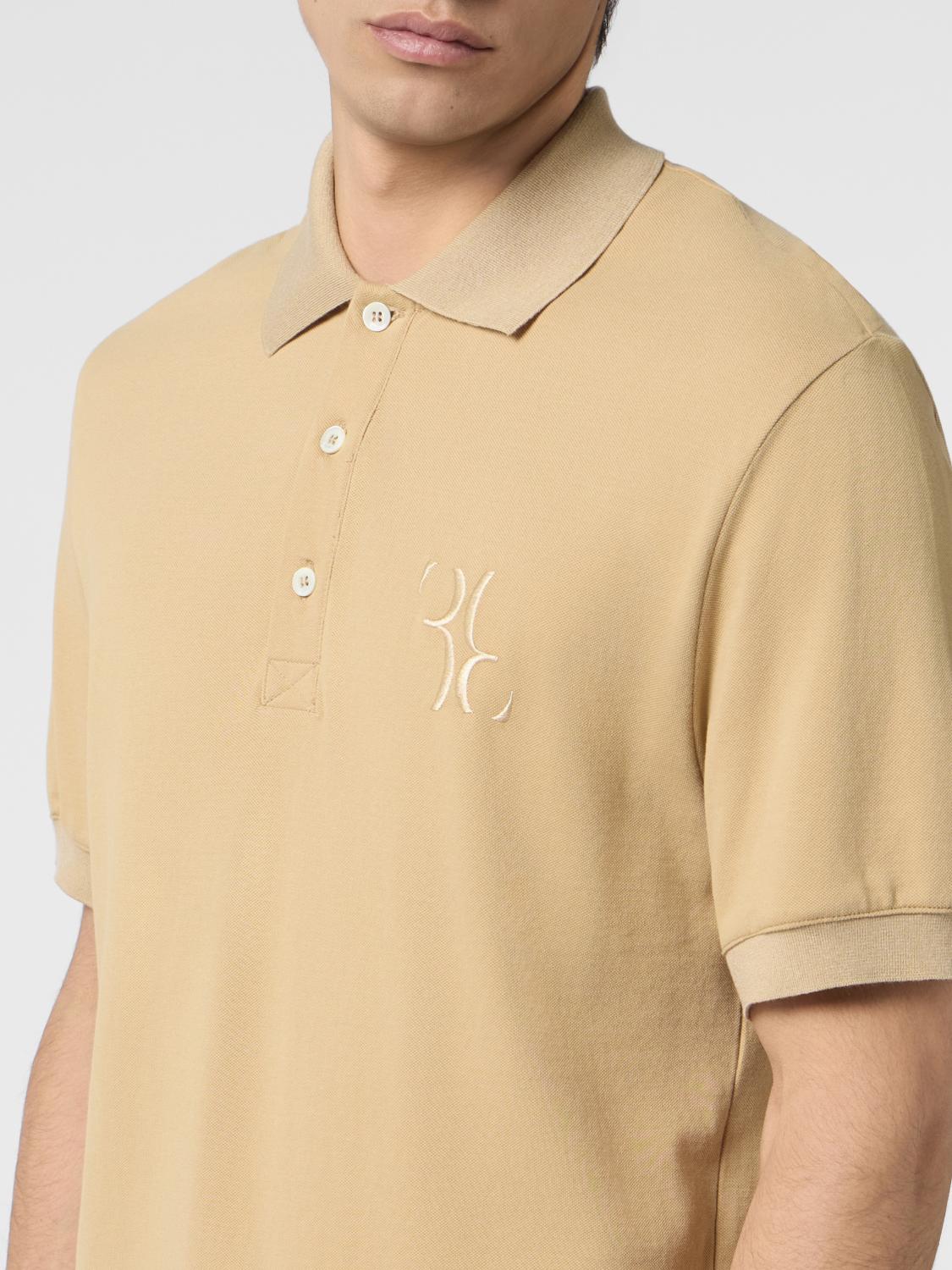 BILLIONAIRE POLO: Polo Billionaire de manga corta en algodón con logo hexagonal y cuello acanalado, Beige - Img 3