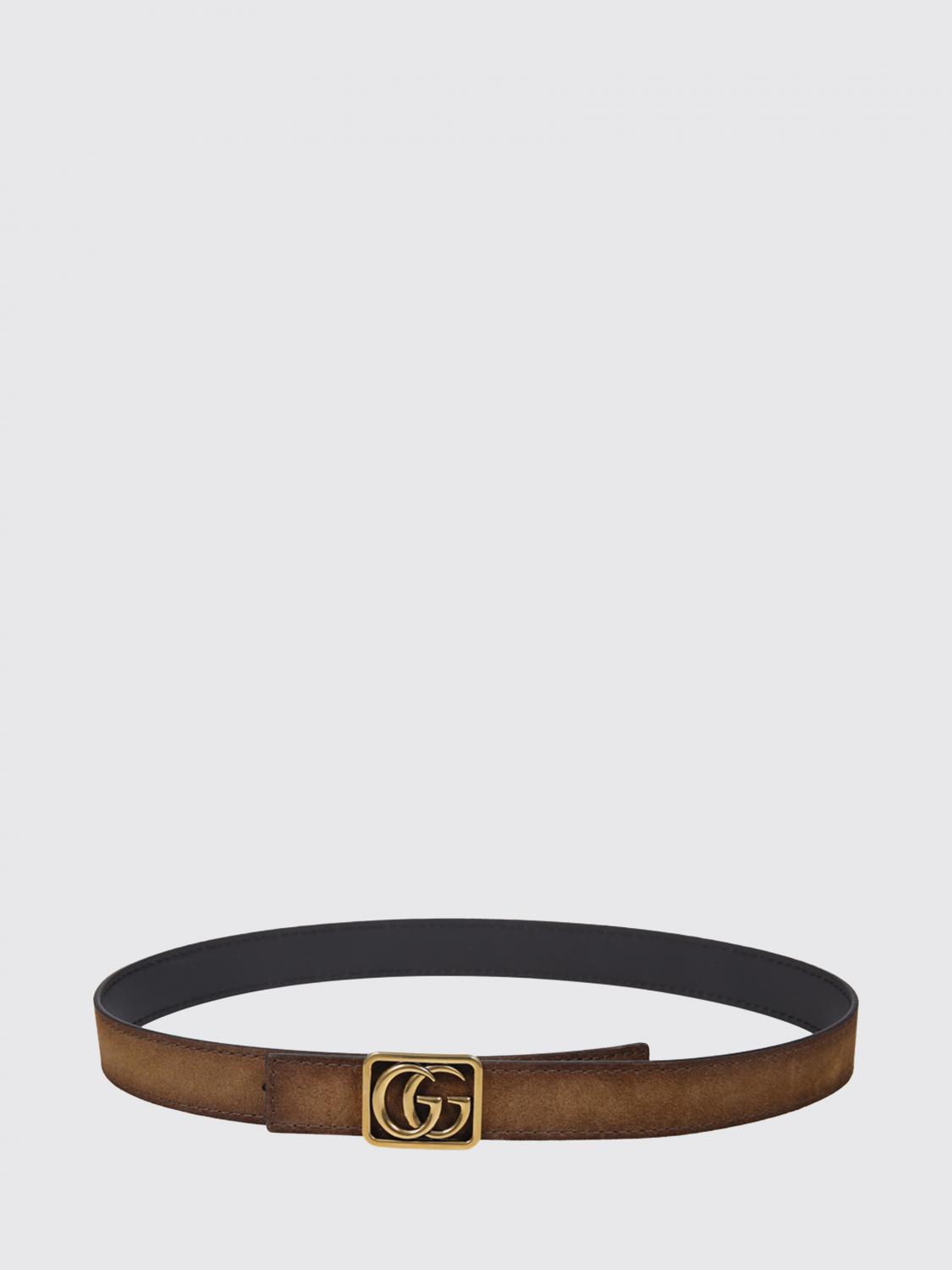 GUCCI CINTURÓN: Cinturón reversible GG Marmont Gucci de piel de becerro lisa y ante, Marrón - Img 1