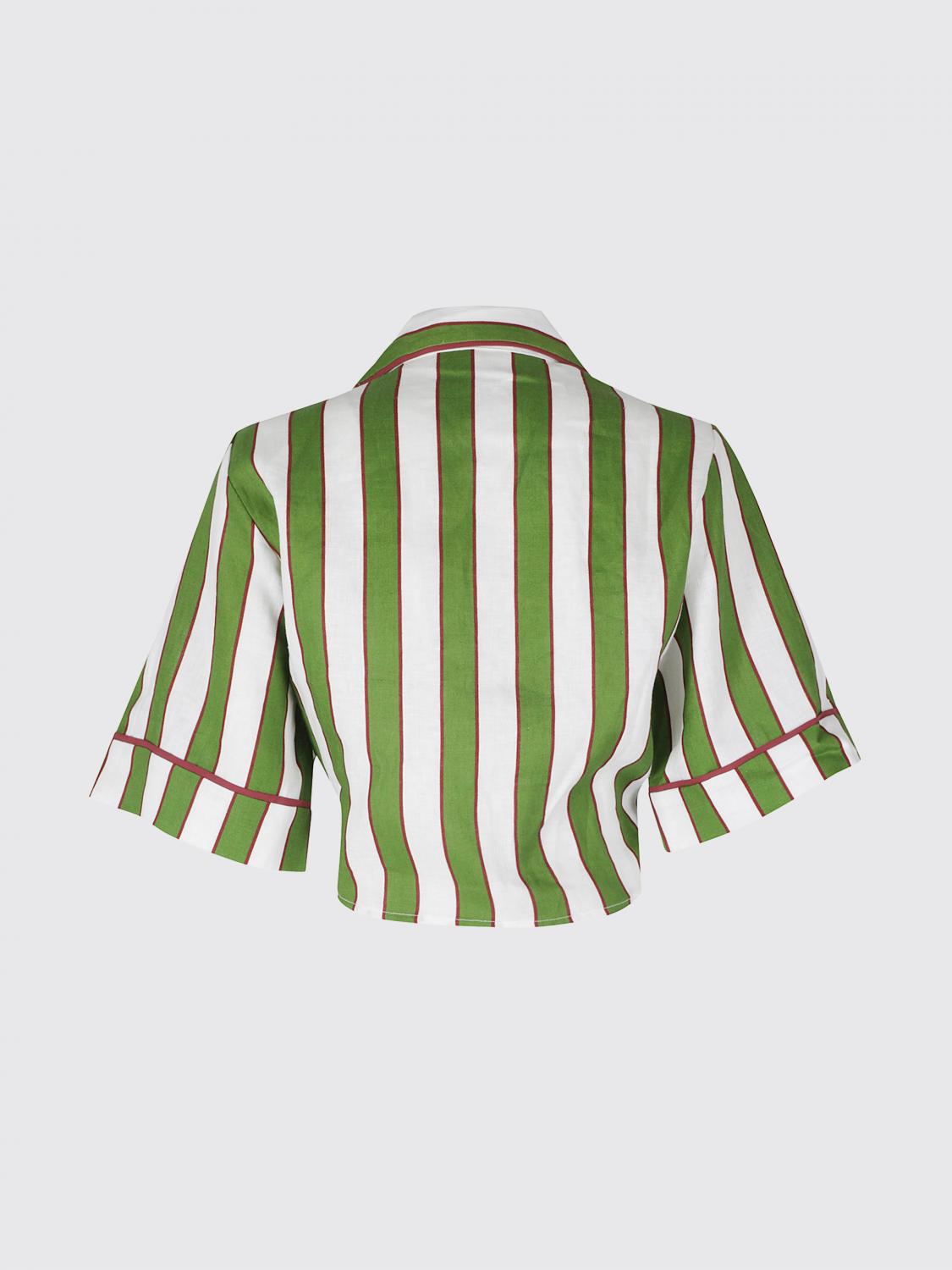 FARM RIO CAMICIA: Camicia cropped Farm Rio in lino con stampa grafica e chiusura da annodare, Verde - Img 3