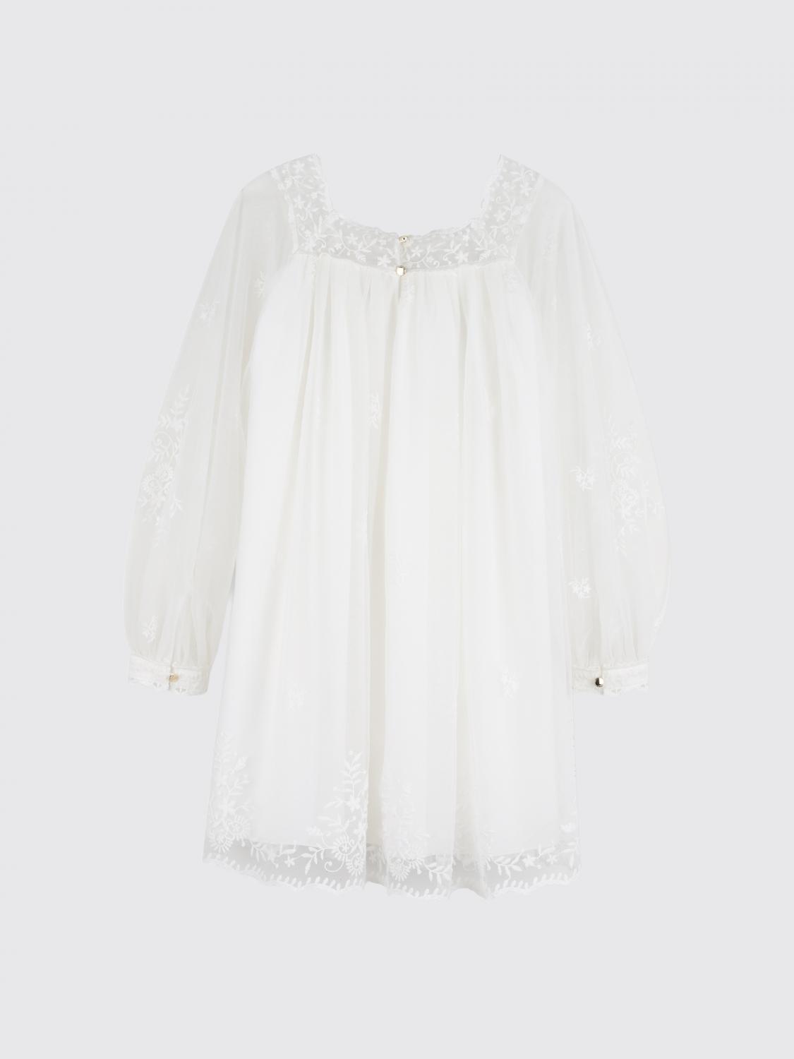 CHLOÉ KLEID: Chloé Festliches Mädchenkleid aus Spitze mit langen Ärmeln, Weiß - Img 2