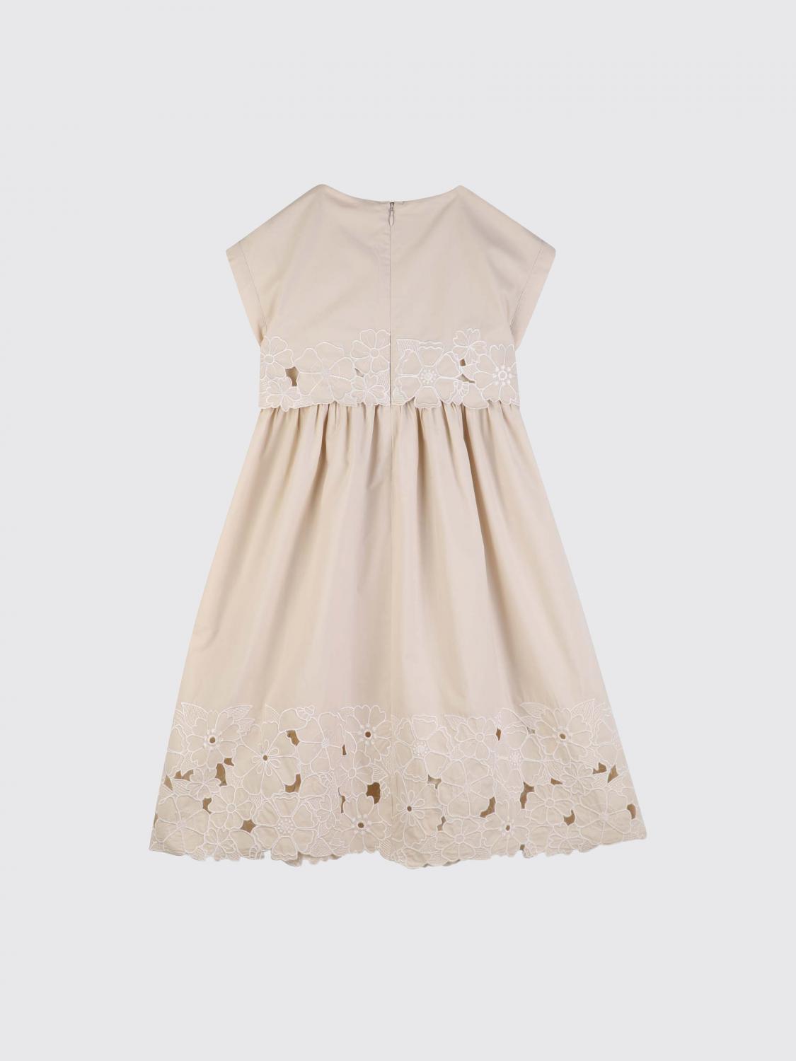 CHLOÉ KLEID: Chloé Ärmelloses Mädchenkleid aus Baumwolle mit Stickerei, Pink - Img 2