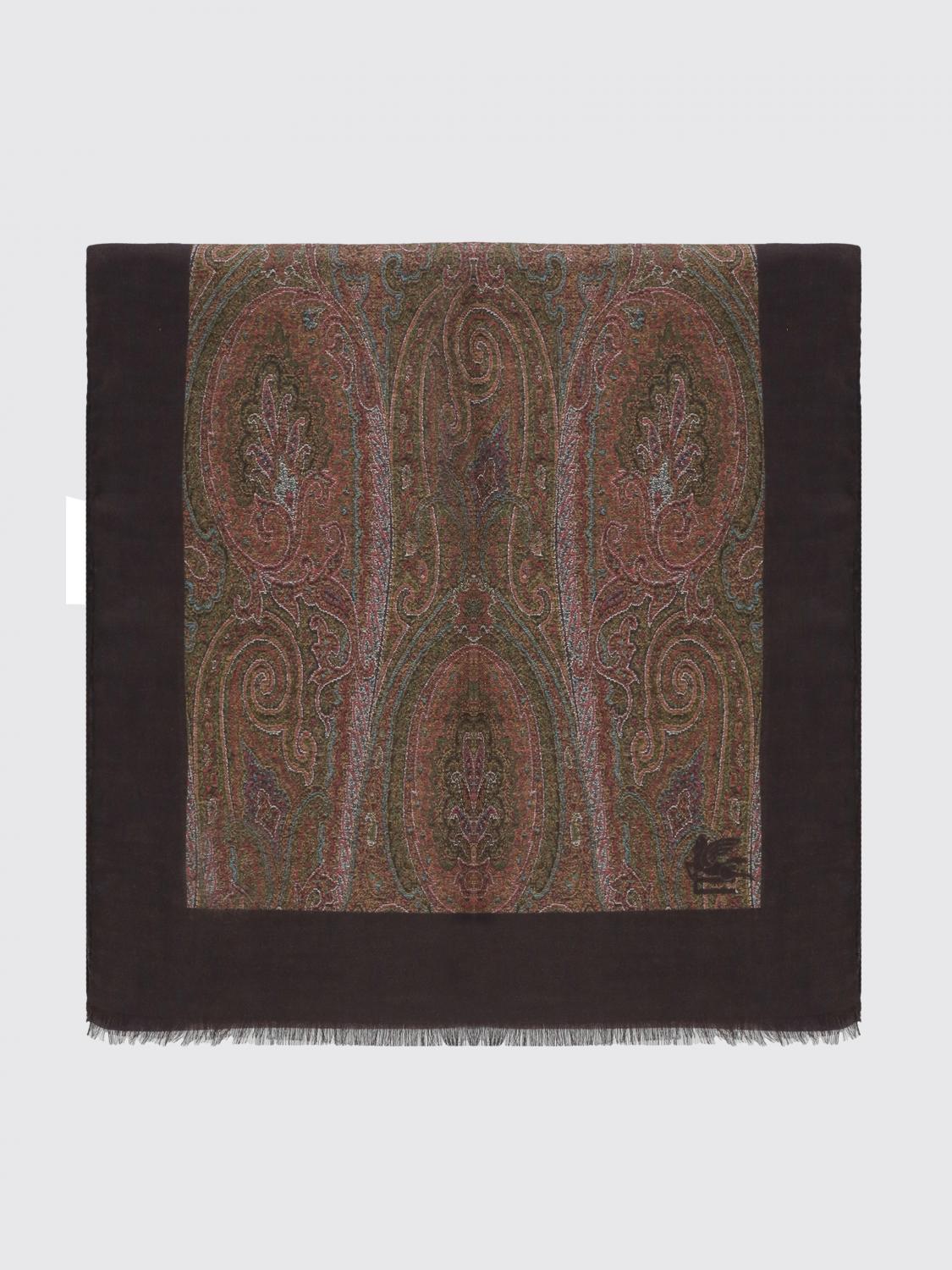 ETRO スカーフ: ETRO ペイズリープリント スカーフ モダール＆カシミア フリンジエッジ, バイオレット - Img 1
