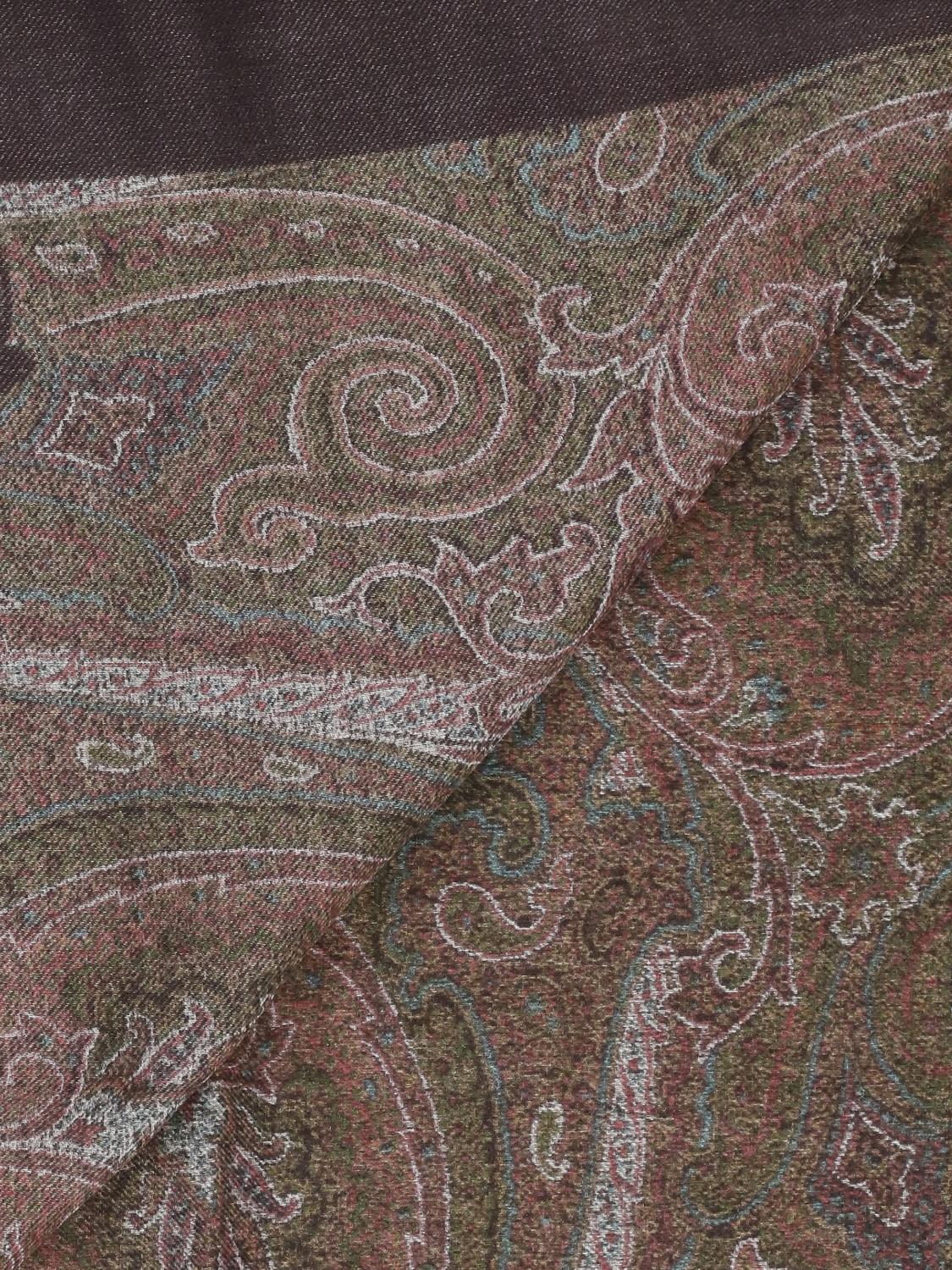 ETRO スカーフ: ETRO ペイズリープリント スカーフ モダール＆カシミア フリンジエッジ, バイオレット - Img 3