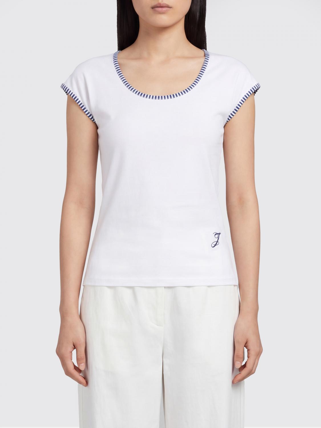 JACQUEMUS T-SHIRTS: T-shirt slim fit Espiral Jacquemus in cotone a righe bicolor con logo ricamato, Bianco - Img 1
