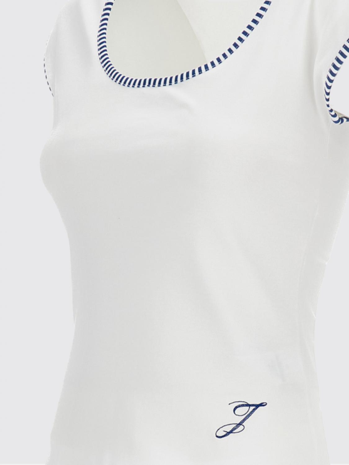 JACQUEMUS T-SHIRTS: T-shirt slim fit Espiral Jacquemus in cotone a righe bicolor con logo ricamato, Bianco - Img 4