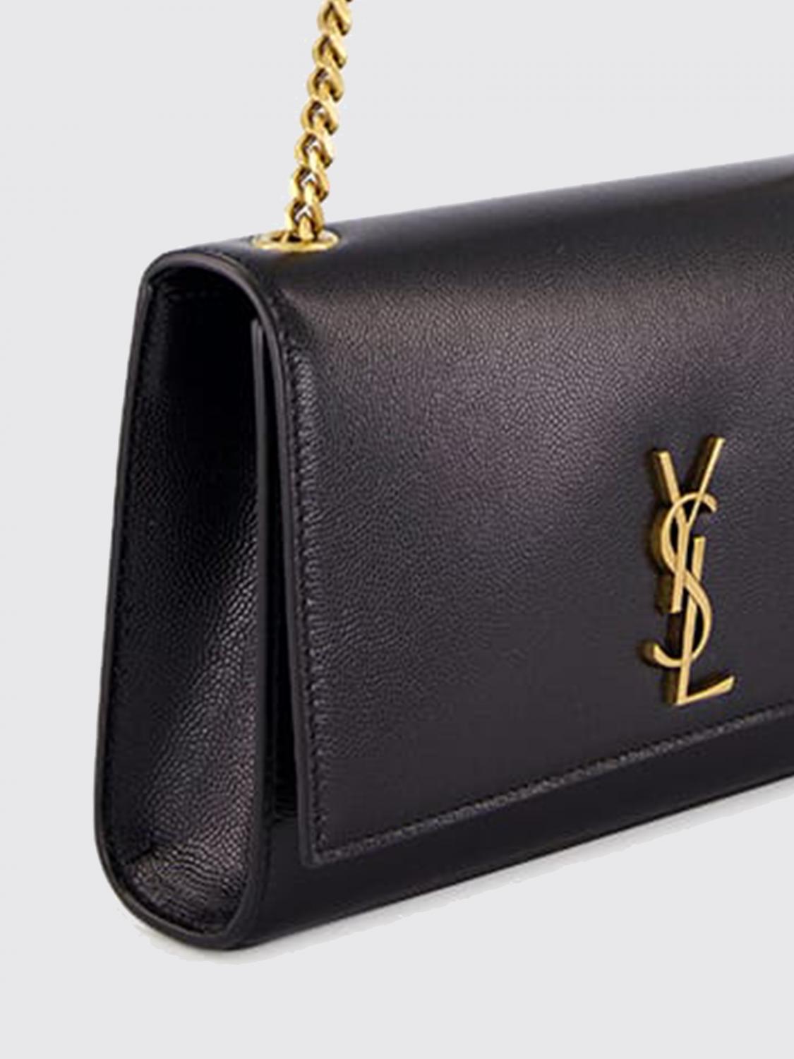 SAINT LAURENT BORSA MINI: Borsa mini a tracolla Kate Saint Laurent in pelle liscia con monogram YSL, Nero - Img 3