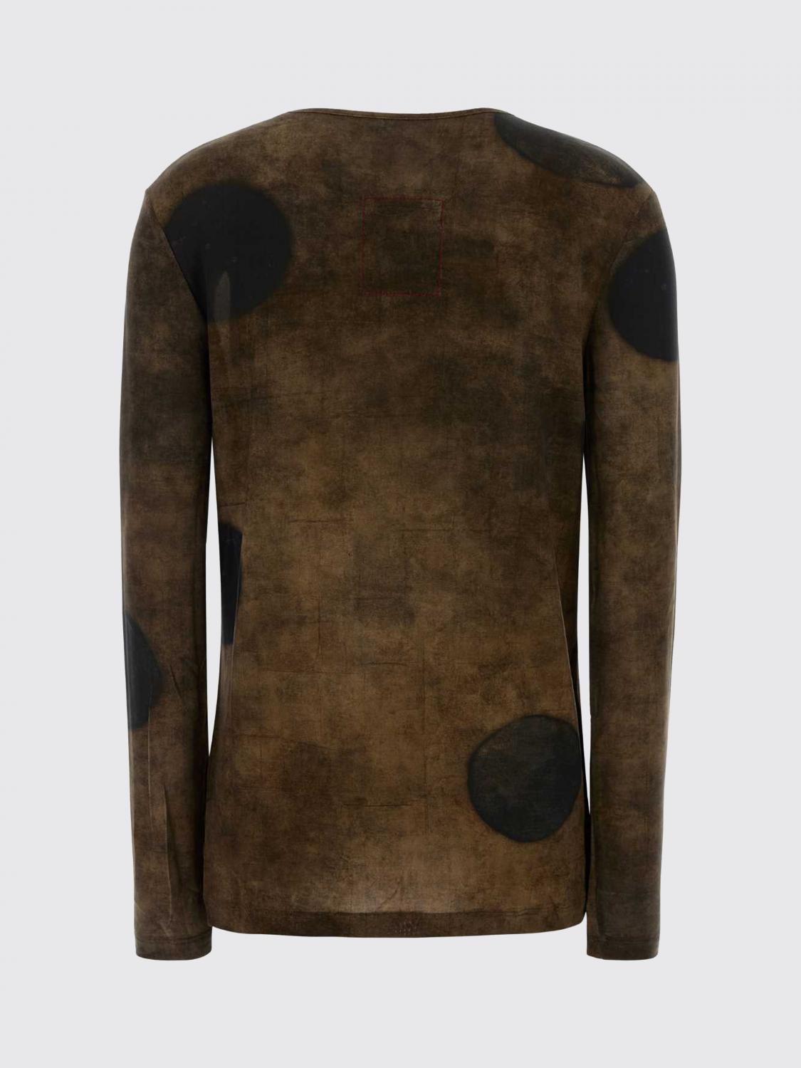 UMA WANG MAGLIA: Cardigan Uma Wang in modal con scollo a V e stampa astratta a pois, Marrone - Img 3