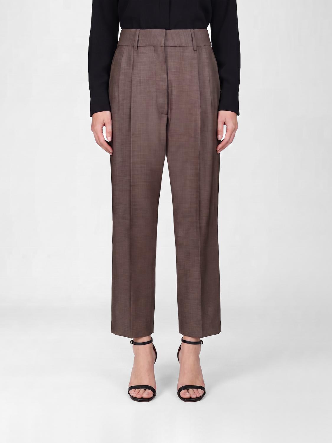 BLAZÉ MILANO PANTALONI: Pantaloni cropped Blazé Milano sartoriali in lana e mohair a gamba dritta, Marrone - Img 1