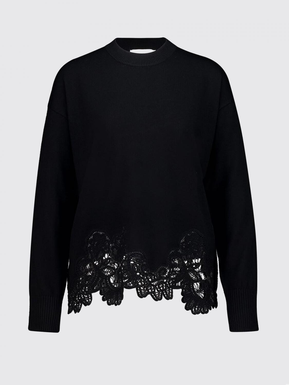 ZIMMERMANN MAGLIA: Maglia girocollo Luce Zimmermann in lana con spalle scese e inserti in pizzo, Nero - Img 2