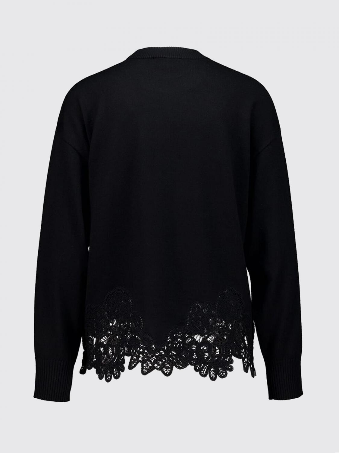 ZIMMERMANN MAGLIA: Maglia girocollo Luce Zimmermann in lana con spalle scese e inserti in pizzo, Nero - Img 3