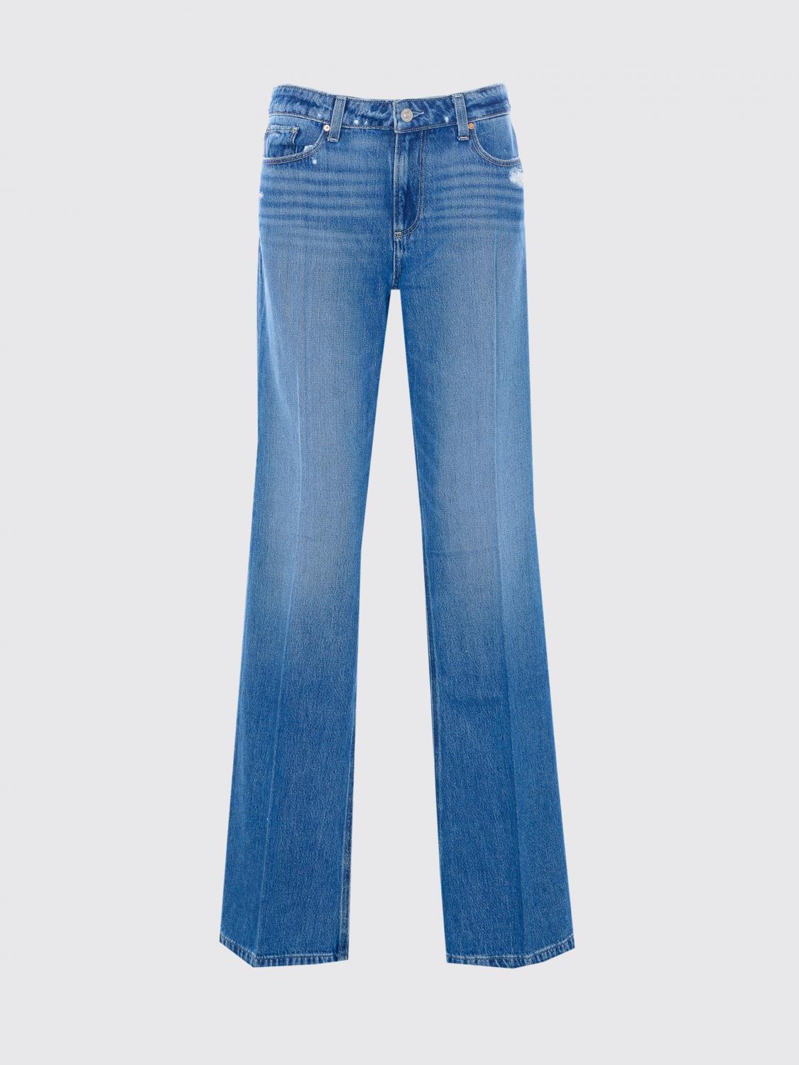PAIGE JEANS: Jeans palazzo PAIGE a vita alta in denim di cotone e lyocell, Blue - Img 2