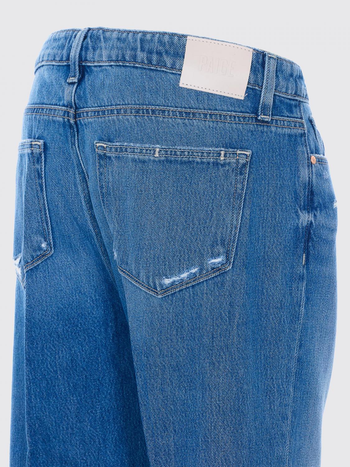 PAIGE JEANS: Jeans palazzo PAIGE a vita alta in denim di cotone e lyocell, Blue - Img 4
