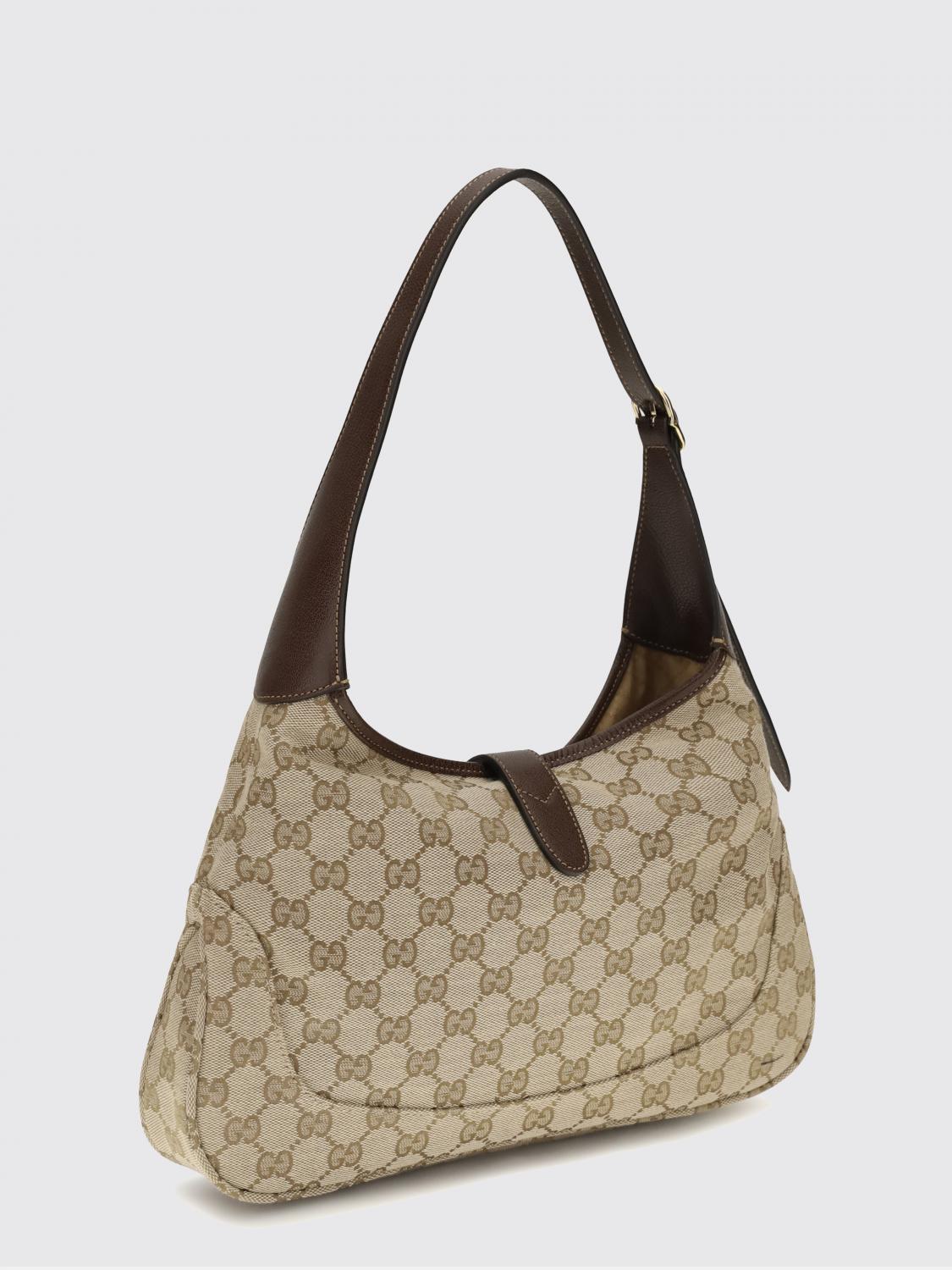 GUCCI BORSA A SPALLA: Borsa a spalla Jackie 1961 Gucci in tessuto monogram GG e finiture in pelle, Sabbia - Img 2