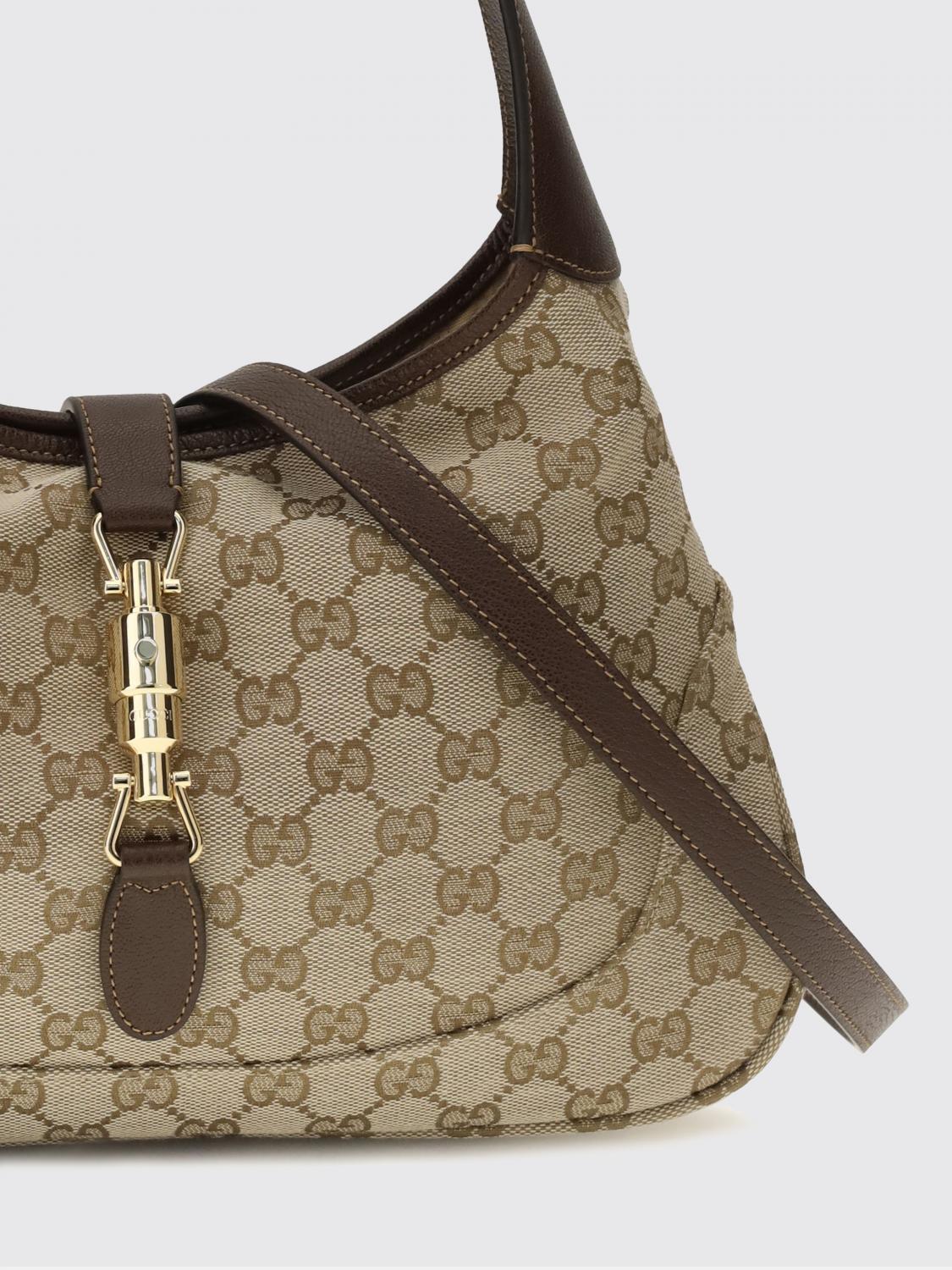 GUCCI BORSA A SPALLA: Borsa a spalla Jackie 1961 Gucci in tessuto monogram GG e finiture in pelle, Sabbia - Img 3