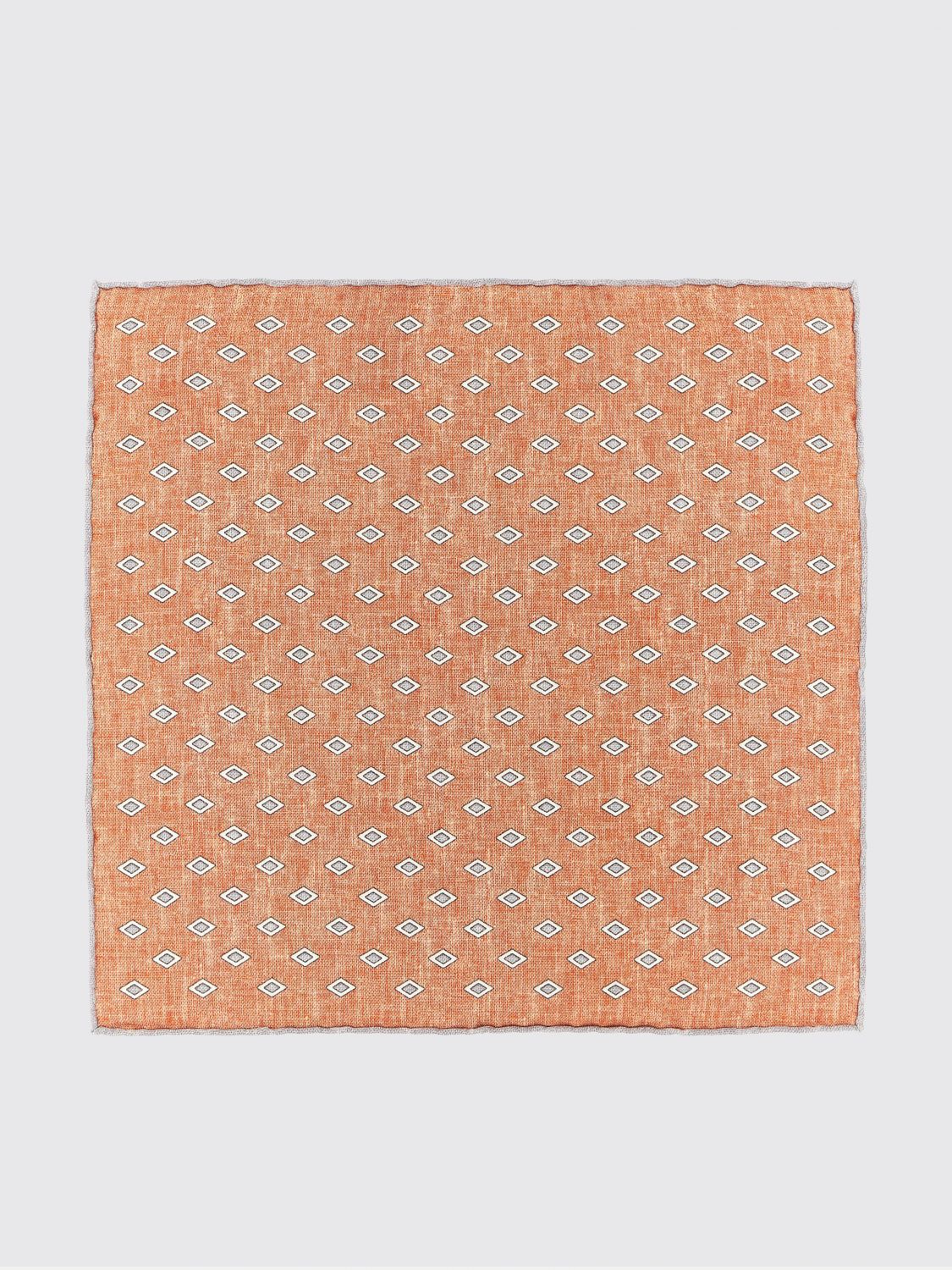 BRUNELLO CUCINELLI POCKET SQUARE: Brunello Cucinelli Silk Pocket Square with Diamond and Check Pattern, Fa01 - Img 1