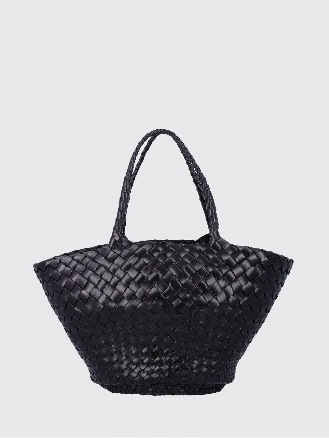 DRAGON DIFFUSION BORSA A MANO: Borsa a mano Egola Dragon Diffusion in pelle interamente intrecciata con doppio manico, Nero - Img 1