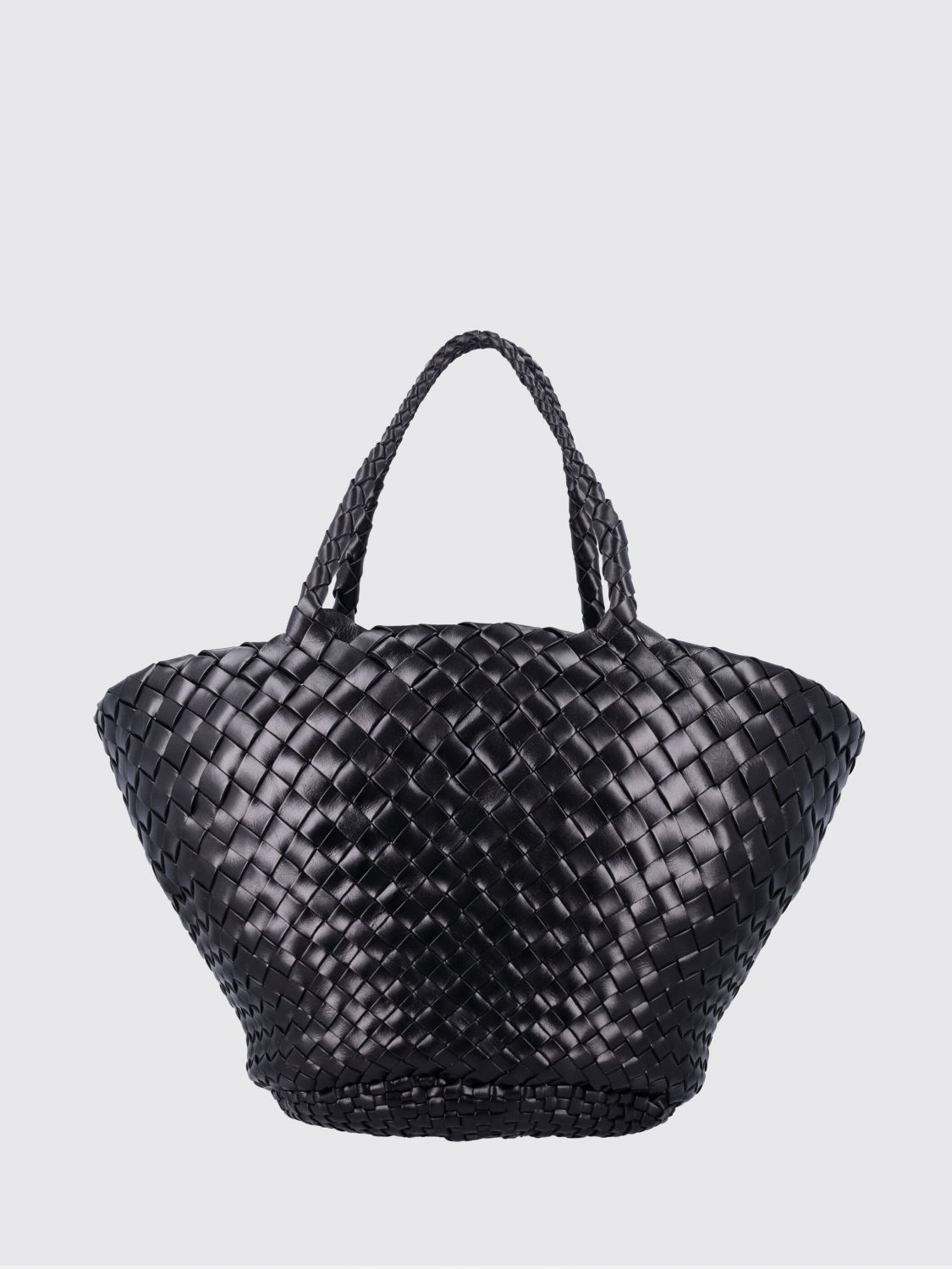DRAGON DIFFUSION BORSA A MANO: Borsa a mano Egola Dragon Diffusion in pelle interamente intrecciata con doppio manico, Nero - Img 2
