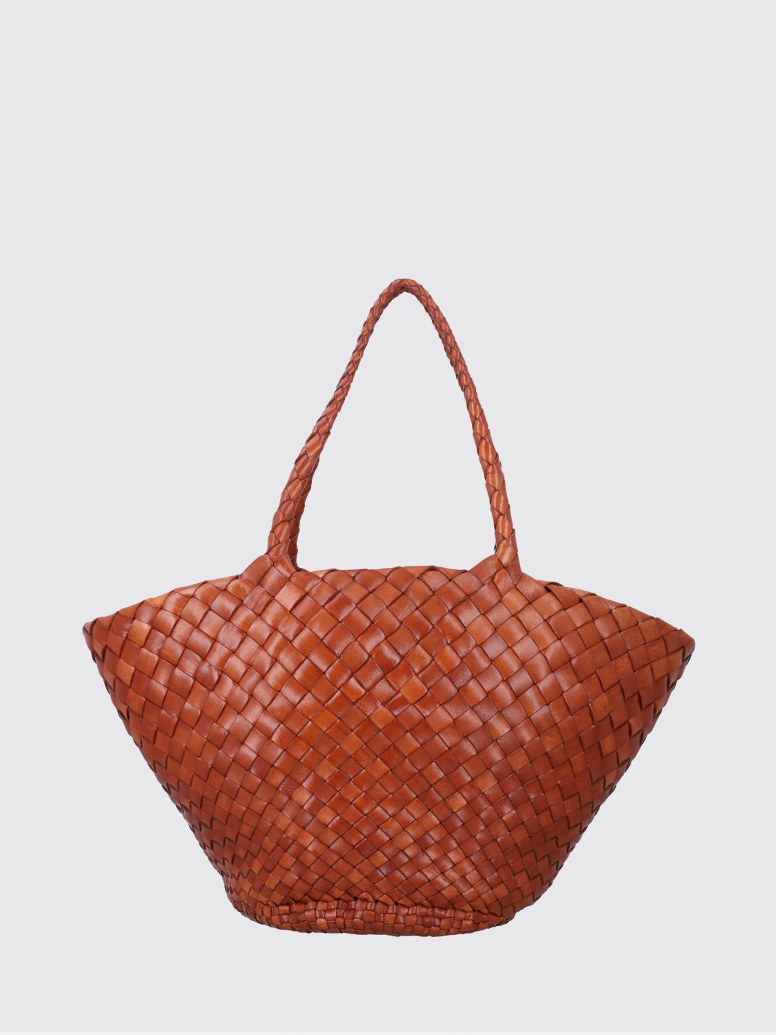 DRAGON DIFFUSION BORSA A MANO: Borsa a mano Egola Dragon Diffusion in pelle interamente intrecciata con doppio manico, Tortora - Img 1