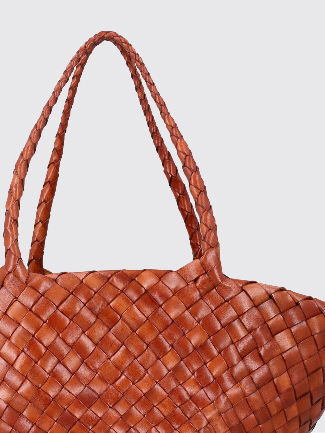 DRAGON DIFFUSION BORSA A MANO: Borsa a mano Egola Dragon Diffusion in pelle interamente intrecciata con doppio manico, Tortora - Img 3
