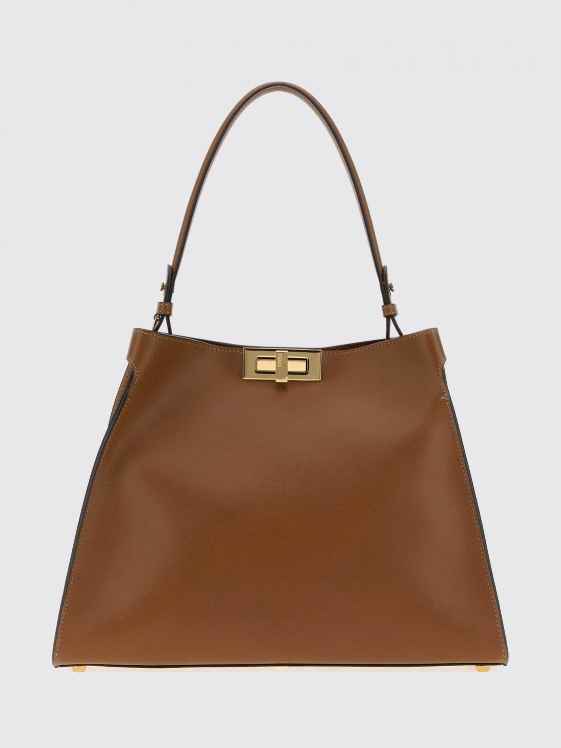 FENDI BORSA A MANO: Borsa a mano Way media Fendi in pelle di vitello liscia con chiusura a girello, Naturale - Img 1
