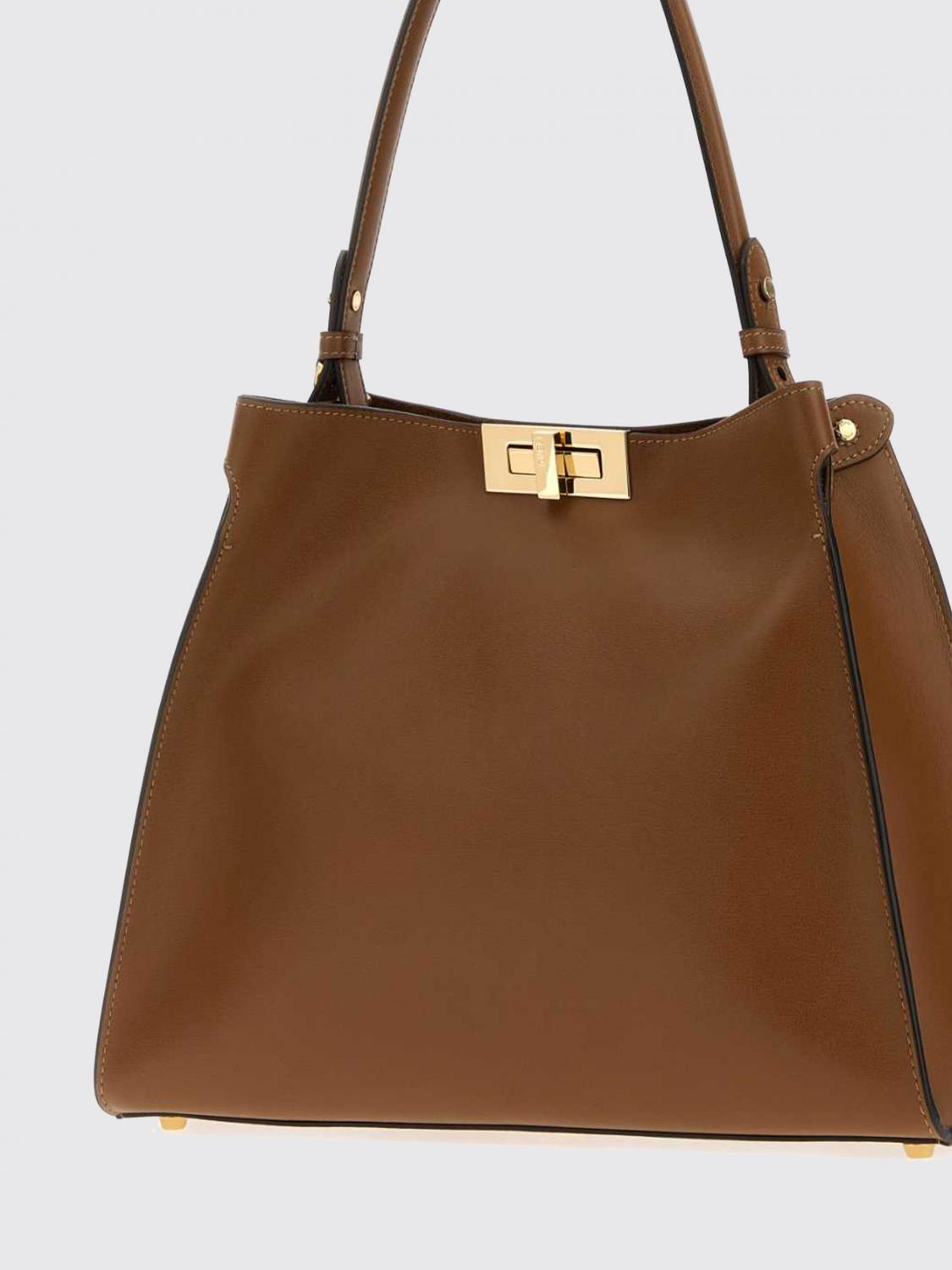 FENDI BORSA A MANO: Borsa a mano Way media Fendi in pelle di vitello liscia con chiusura a girello, Naturale - Img 3
