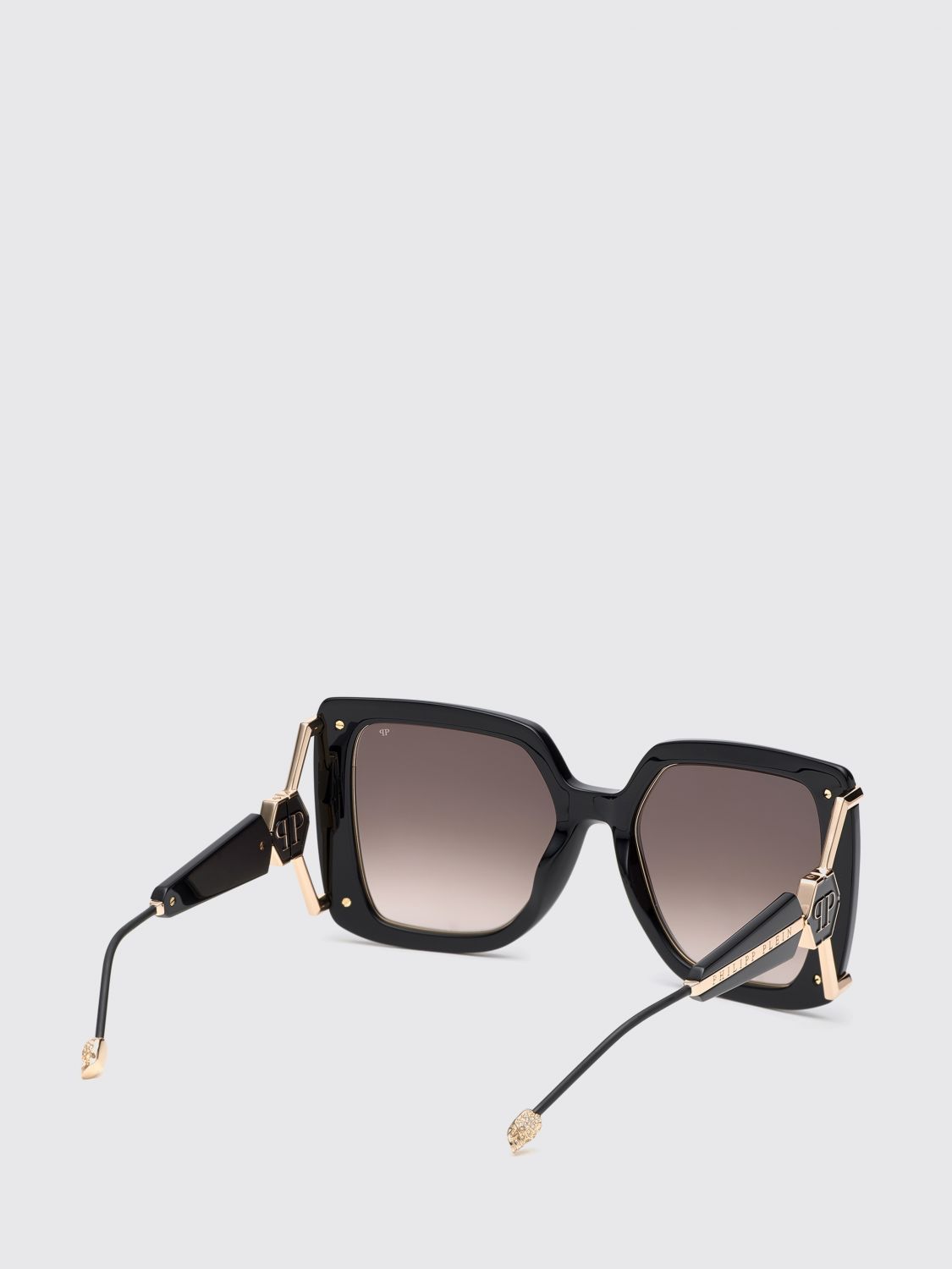 PHILIPP PLEIN OCCHIALI DA SOLE: Occhiali da sole Queen Philipp Plein con montatura cat-eye tartarugata e logo Hexagon, Nero - Img 3