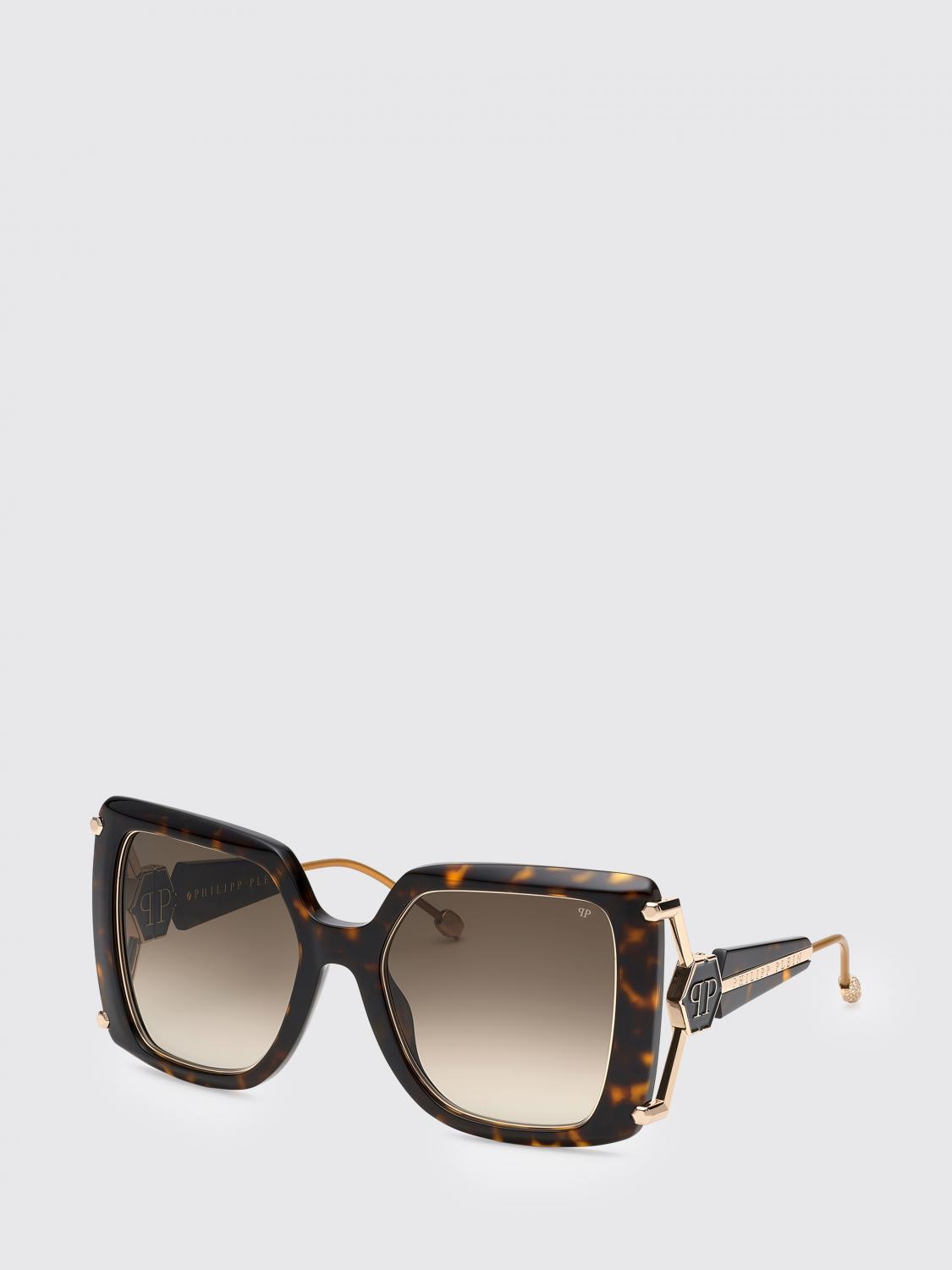 PHILIPP PLEIN SONNENBRILLE: Queen Philipp Plein Cat-Eye-Sonnenbrille mit Schildpatt-Gestell und Hexagon-Logo, Braun - Img 1