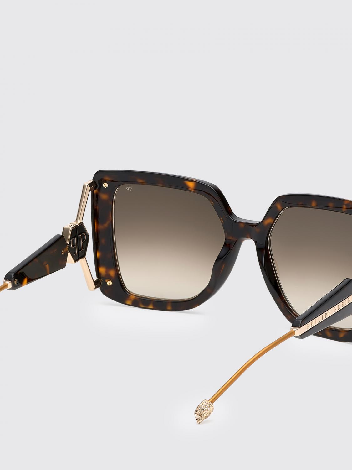 PHILIPP PLEIN SONNENBRILLE: Queen Philipp Plein Cat-Eye-Sonnenbrille mit Schildpatt-Gestell und Hexagon-Logo, Braun - Img 4