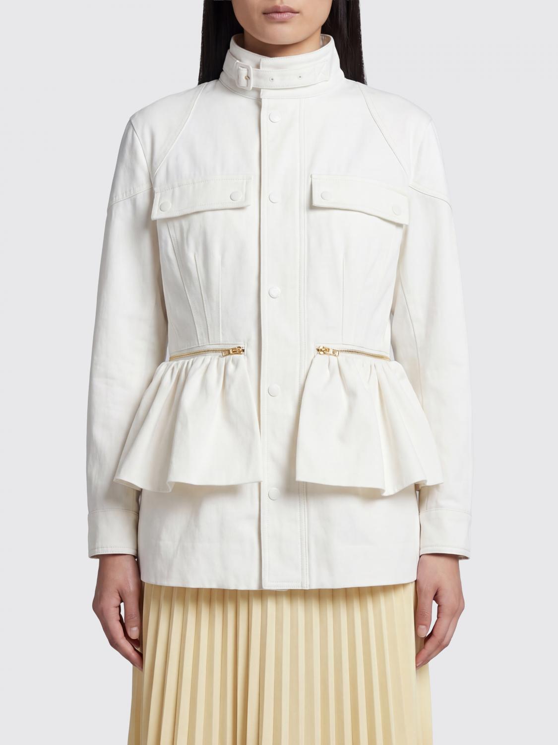CARVEN GIACCA: Giacca corta Carven in cotone con collo biker e dettagli con rouches, Rosa - Img 1