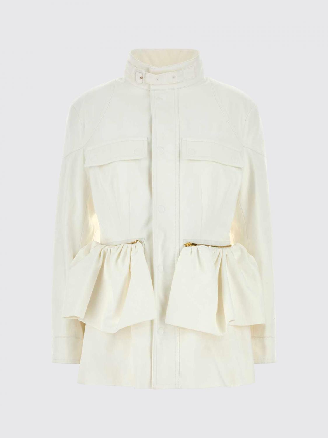 CARVEN GIACCA: Giacca corta Carven in cotone con collo biker e dettagli con rouches, Rosa - Img 2