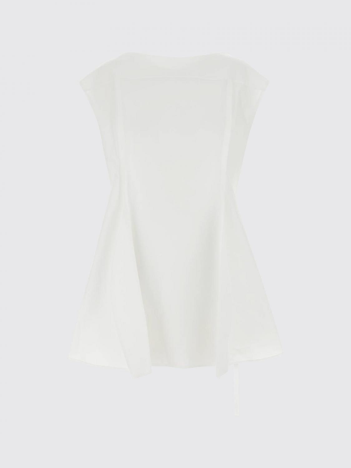 CARVEN TOP: Top svasato Carven in cotone senza maniche con scollo rotondo, Bianco - Img 2