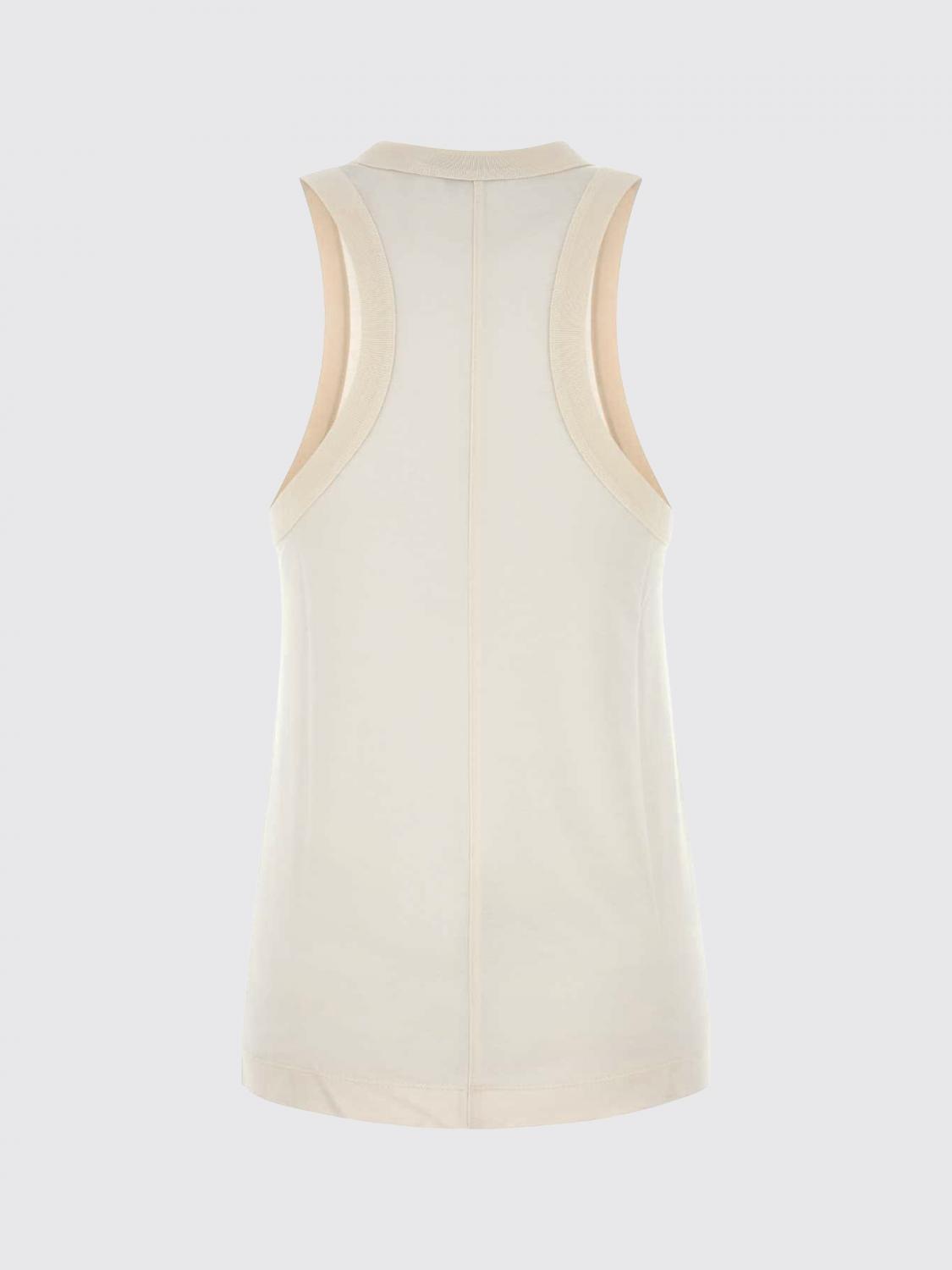 CARVEN TOP: Top slim fit Carven in seta senza maniche con scollo rotondo, Ecru - Img 3