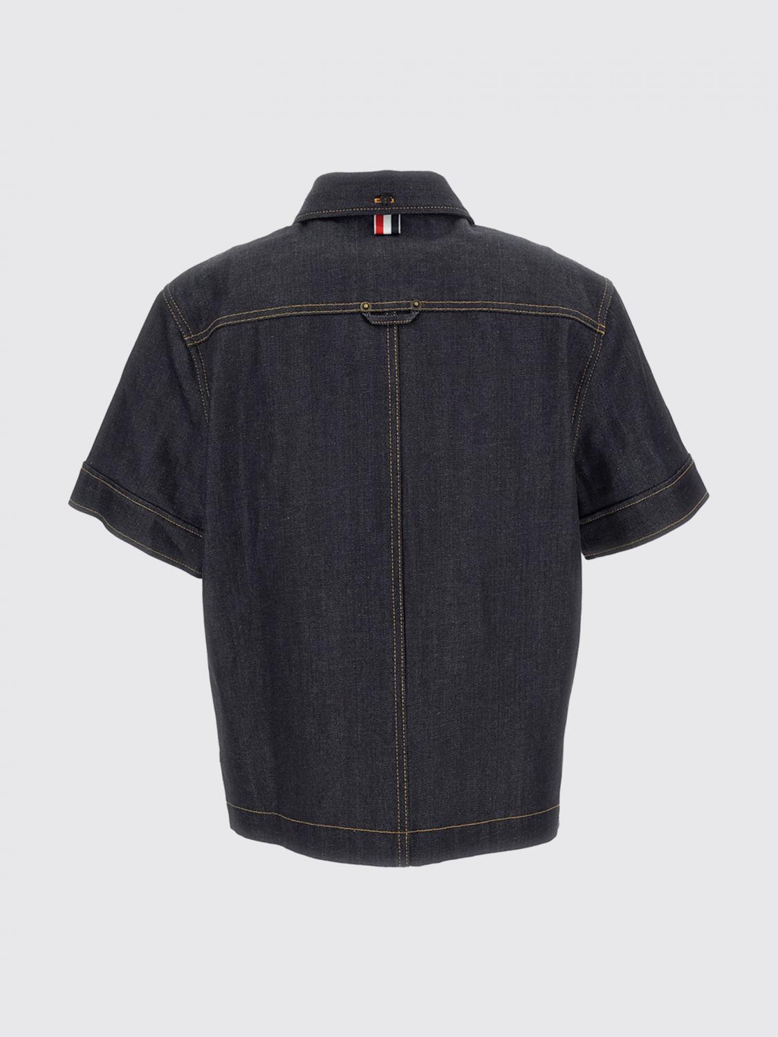 THOM BROWNE CAMICIA: Camicia relaxed fit Thom Browne in denim di cotone con colletto button-down, Blue - Img 3