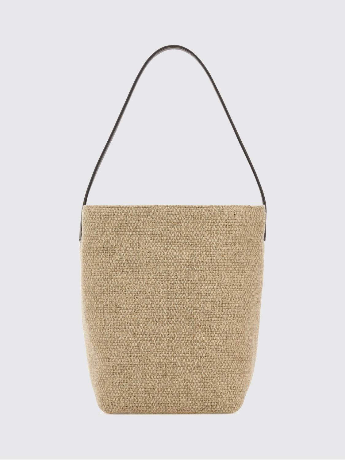 THE ROW BORSA A SPALLA: Borsa a spalla The Row in canvas con manico in pelle e pochette interna, Marrone - Img 2