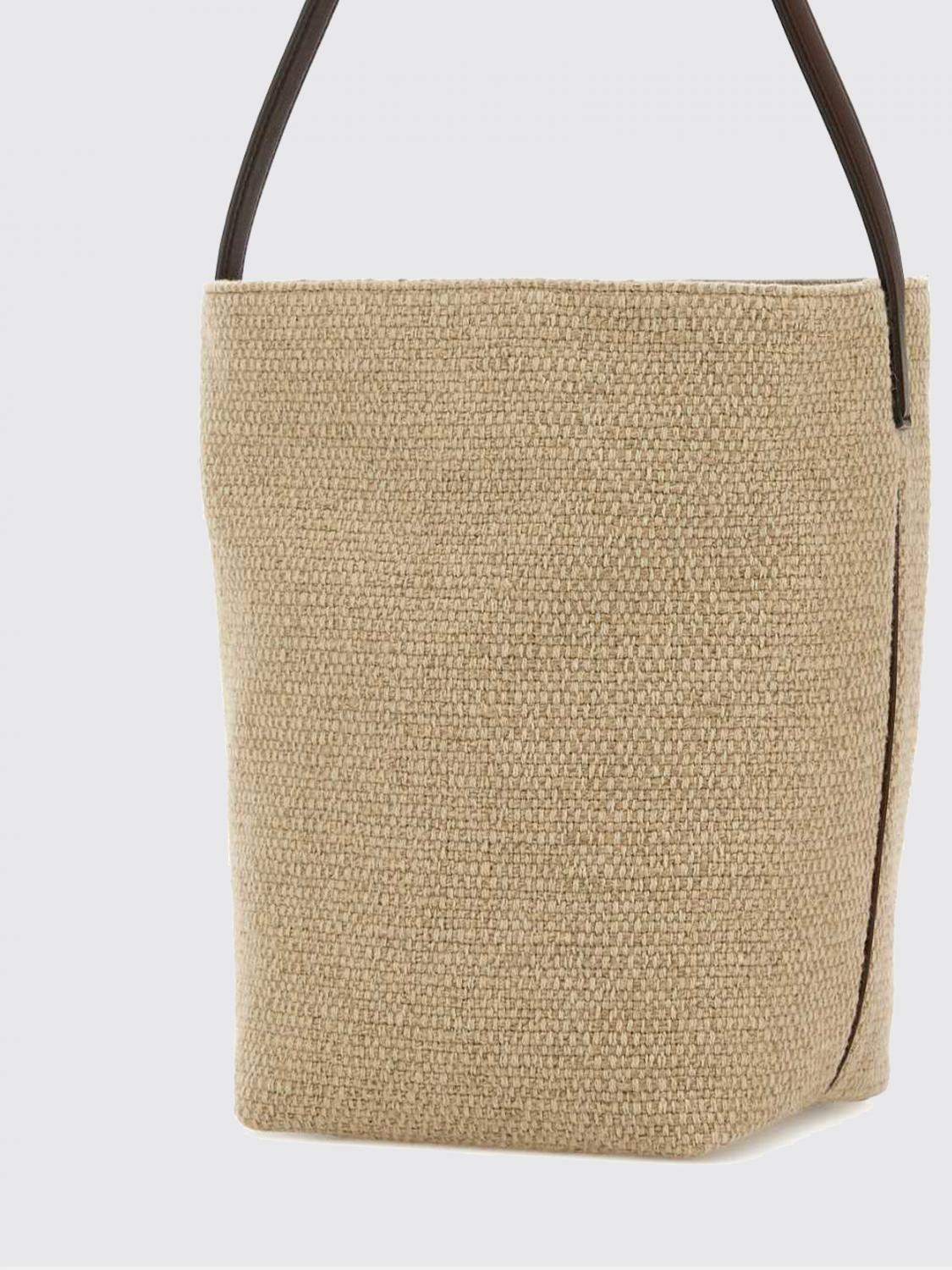 THE ROW BORSA A SPALLA: Borsa a spalla The Row in canvas con manico in pelle e pochette interna, Marrone - Img 3