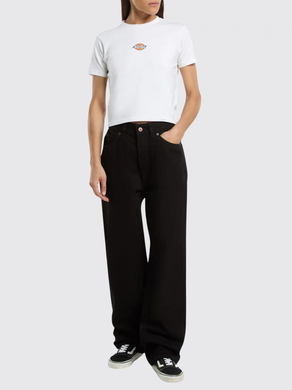 DICKIES CAMISETA: Camiseta Maple Valley Dickies cropped de algodón con logo estampado, Blanco - Img 2