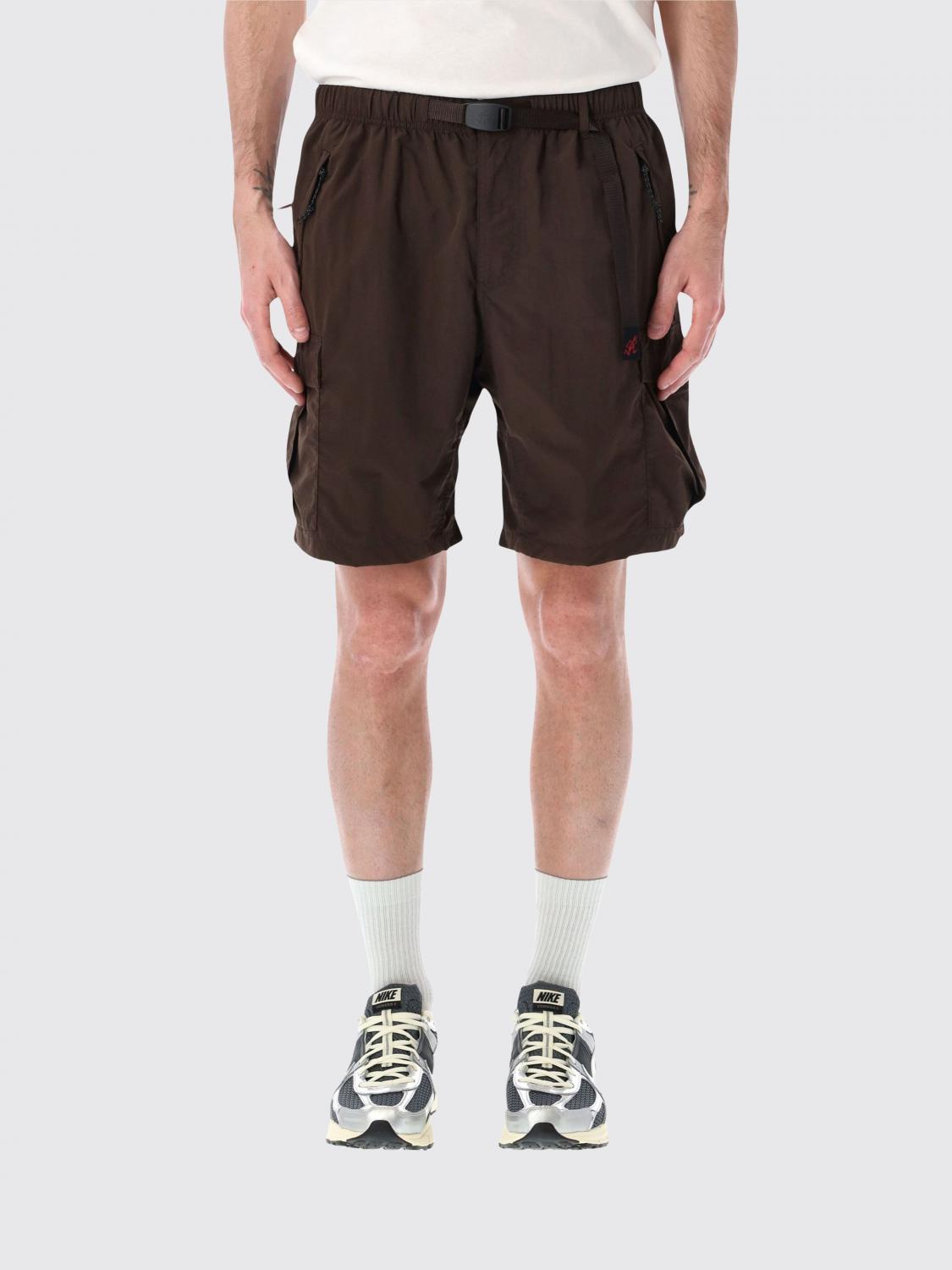 GRAMICCI SHORTS: Nylon Cargo Shorts Gramicci with Elasticated Waistband and Drawstring, Brown - Img 1