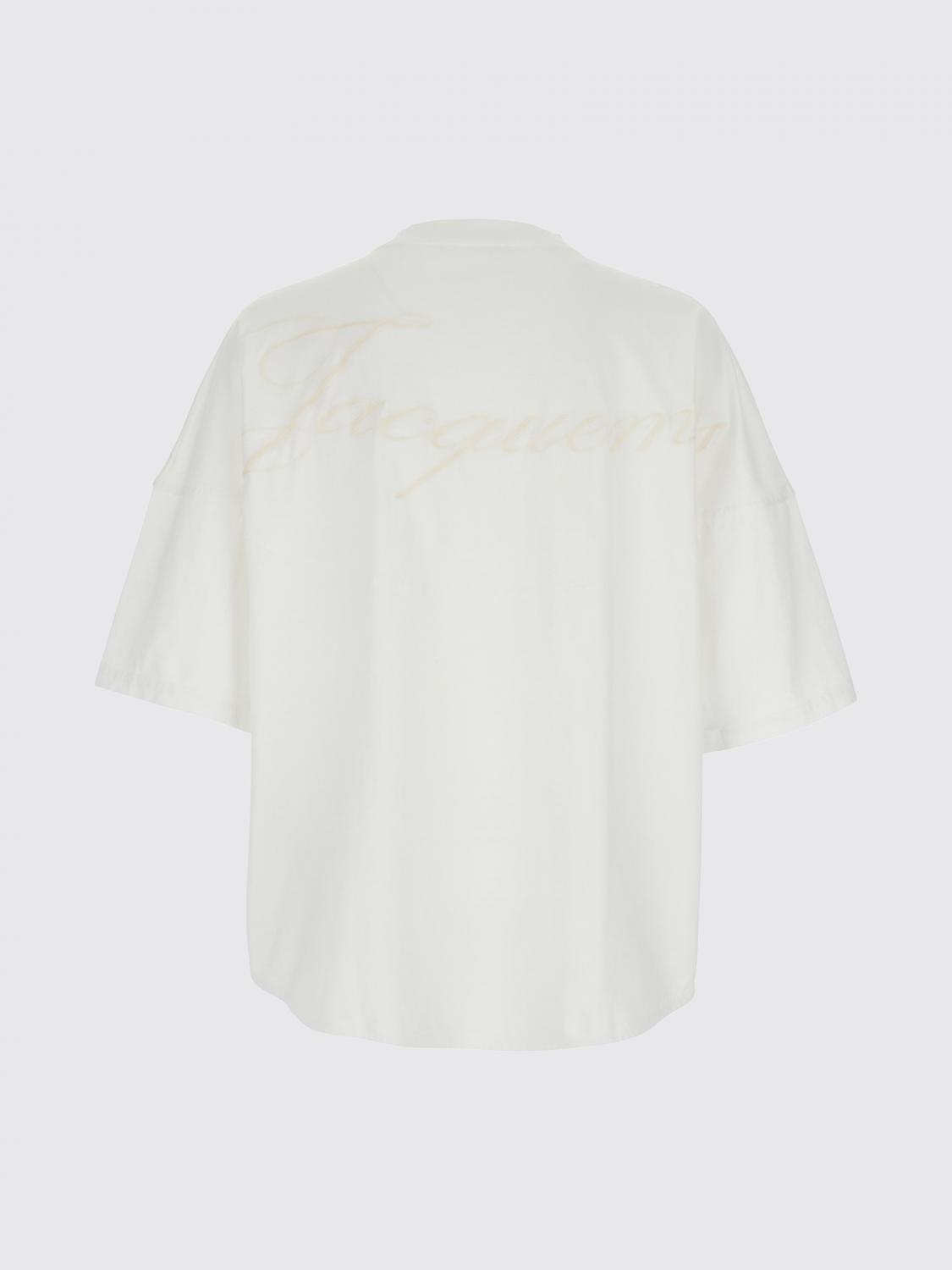 JACQUEMUS T-SHIRT: T-shirt Jacquemus in cotone con vestibilità relaxed fit e logo posteriore tono su tono, Bianco - Img 3