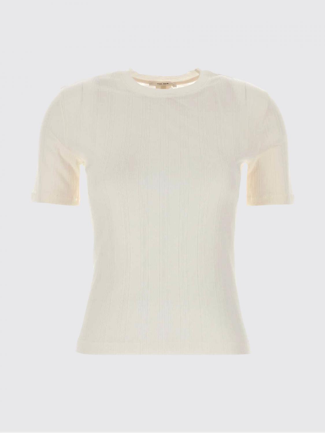 THE ROW MAGLIA: T-shirt Etina The Row a girocollo in cotone a maniche corte, Avorio - Img 2