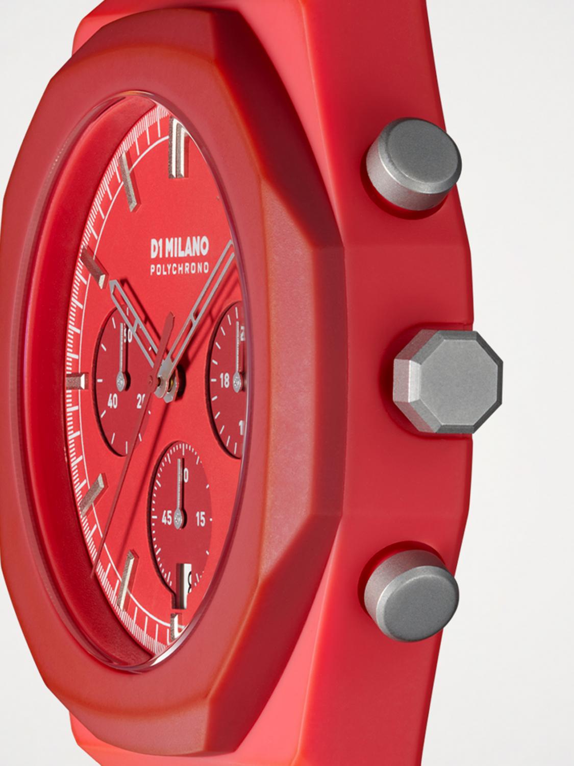 D1 MILANO ウォッチ: D1 MILANO ポリカーボネート製クォーツムーブメント ソフトタッチ仕上げウォッチ, レッド - Img 3