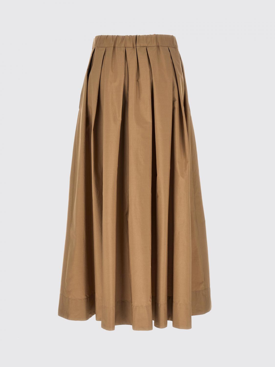 MAX MARA GONNA: Gonna lunga A-line Max Mara in cotone con vita elasticizzata, Beige - Img 3