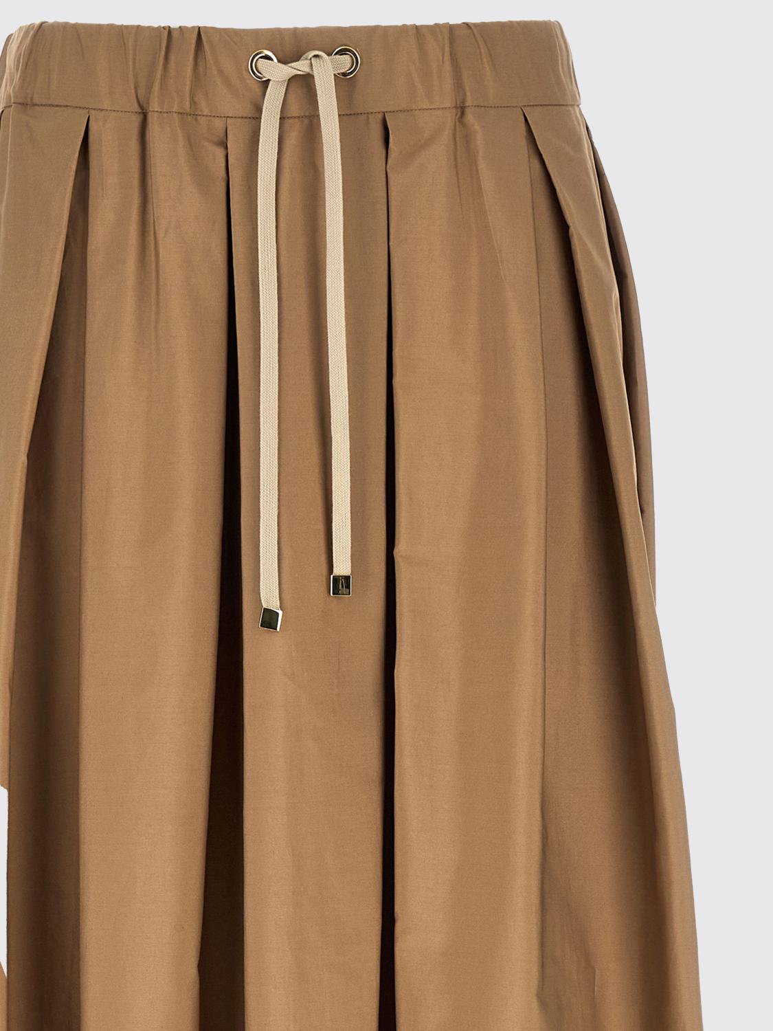 MAX MARA GONNA: Gonna lunga A-line Max Mara in cotone con vita elasticizzata, Beige - Img 4