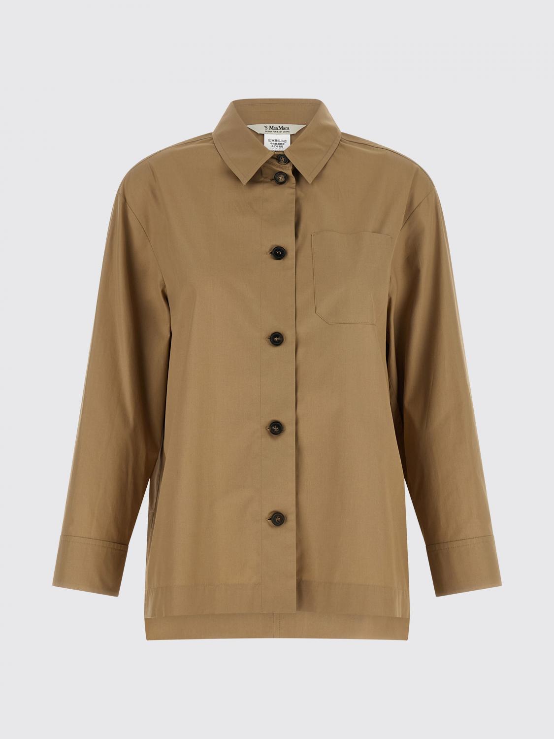 MAX MARA CAMISA: Camisa Max Mara de algodón con cuello francés y bolsillo de parche, Beige - Img 2