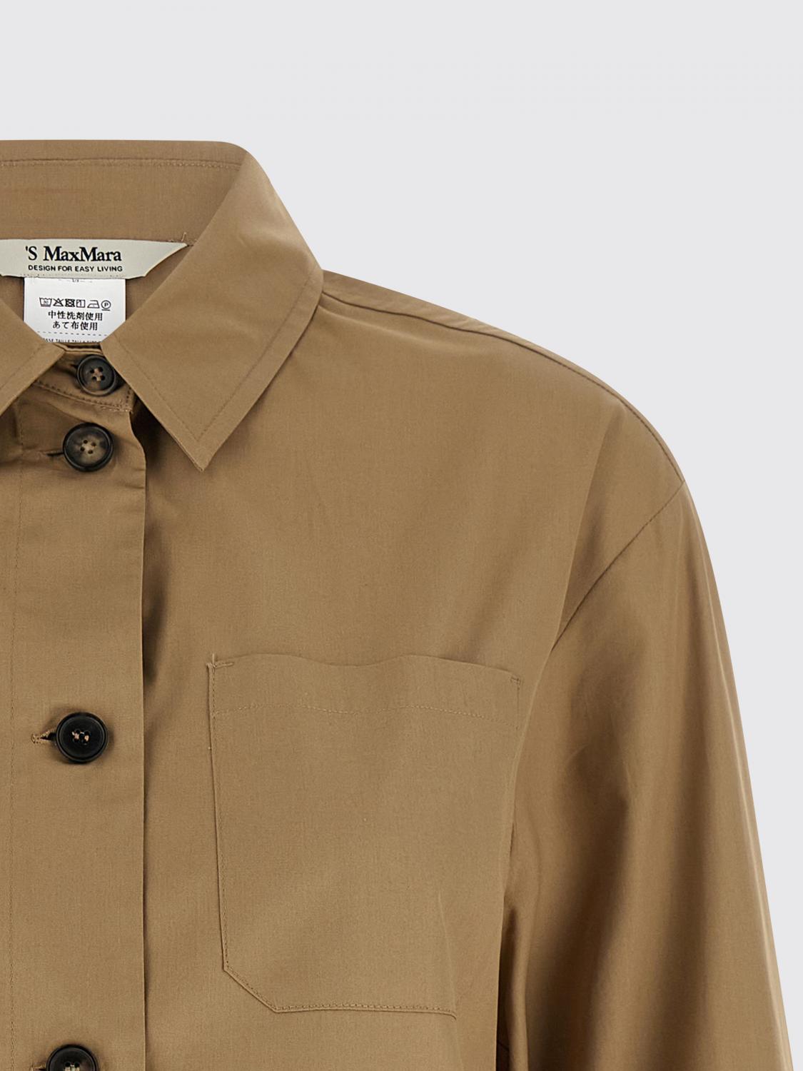 MAX MARA CAMISA: Camisa Max Mara de algodón con cuello francés y bolsillo de parche, Beige - Img 4
