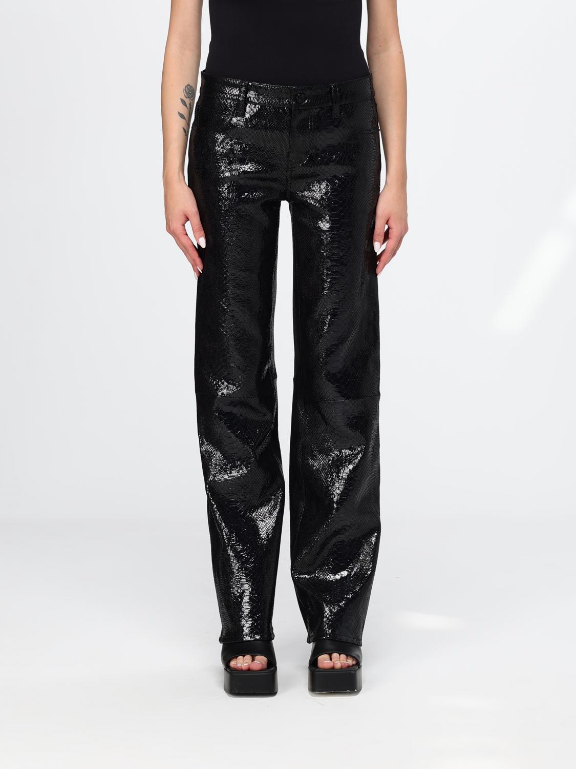 FRAME JEANS: Jeans skinny Daria FRAME a vita bassa in pelle di agnello con stampa pitone, Nero - Img 1